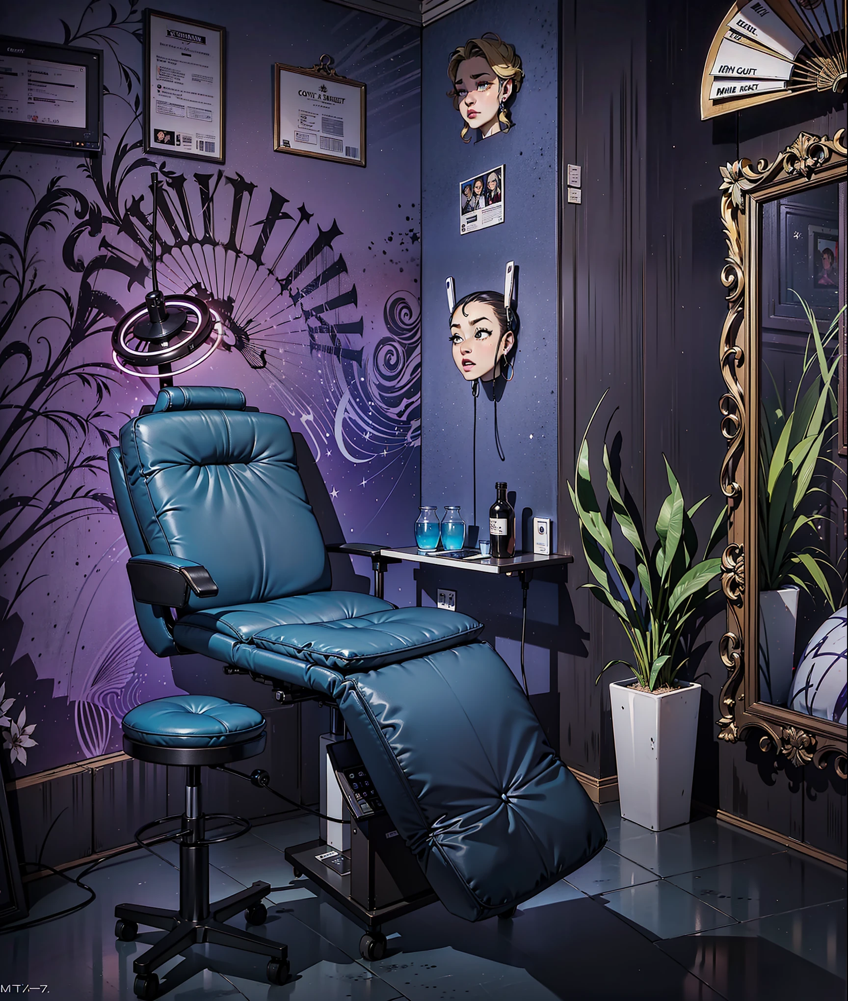 Tattoo chair, tattoo studio  