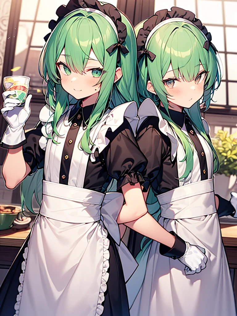 Long hair with green hair、cat ear、Sell broccoli、Proficient look、blushing cheeks、Breasts are big、sexy facial expression、maid clothes、holding a lot of broccoli in your hands、Holding large broccoli、1Holding a book broccoli in your hand、1Holding book broccoli、resturant、cafes