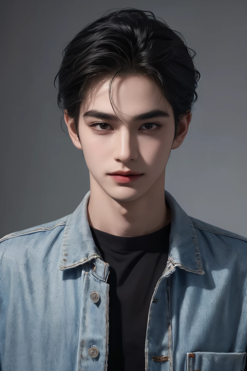 ((highest quality, 8K, masterpiece: 1.3)), New York City、Handsome boy in street fashion:1.5, 20-year-old、Delinquent boy、 well-groomed face, black hair color、thin face、（white skin:1.5）、whole body、black eyes、boy with makeup、Super handsome、sexy eyes、Extra-fine face, handsome nose, small eyes and face, beautiful lighting, High resolution, detailed mouth, laughing out loud, Laughter、Delighted、whole body: 1.5, perfect body shape、super slim，medium hair、STUSSY clothes、silver accessories、Oversized clothes、same clothes