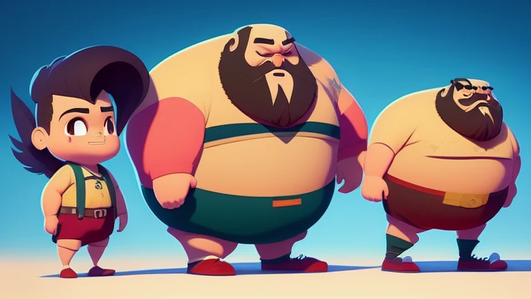 cartoon character of a bearded fat man extremely thick thighs bulging belly wearing a red swim trunks watch with different poses and poses, arte conceitual de desenho animado, design de personagens muito estilizado, design de personagens estilizados, design de personagens altamente detalhado, arte em artstation, design de personagens, estilo de personagem Disney, arte conceitual, design de personagens animados, design de personagens de alta qualidade, character exploration, great character design, in the style of Disney animation, character illustration