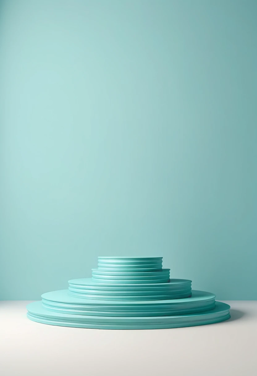 Podium stage for design, 3d render, plain background, 3 separate podium, different heights, sea color and wave