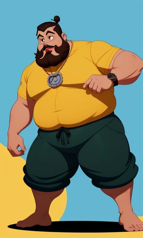 cartoon character of a bearded fat man extremely thick thighs bulging belly wearing a red swim trunks watch with different poses and poses, arte conceitual de desenho animado, design de personagens muito estilizado, design de personagens estilizados, design de personagens altamente detalhado, arte em artstation, design de personagens, estilo de personagem Disney, arte conceitual, design de personagens animados, design de personagens de alta qualidade, character exploration, great character design, in the style of Disney animation, character illustration