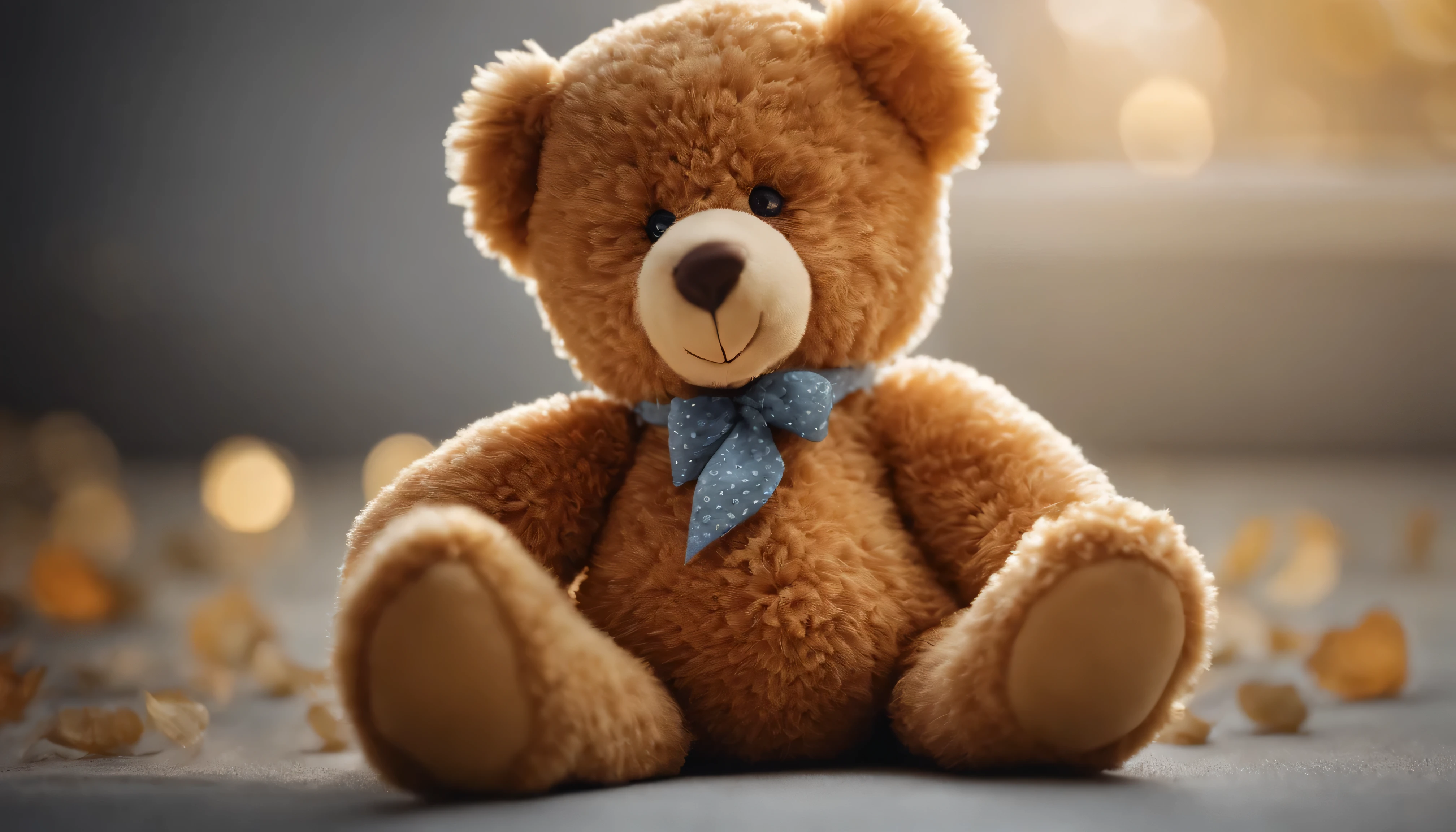 there is a colorful teddy bear on a light gray background, best image, sharp focus, highly detailed, brandless, no one, no brand, no words,