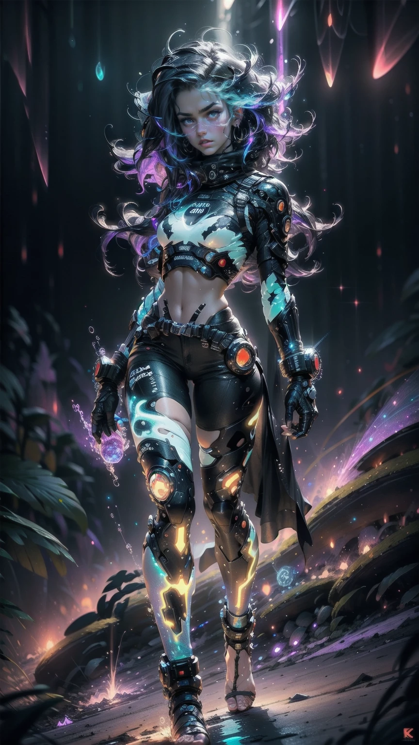 An ultra-realistic and ultra-detailed ((full body portrait)), (Downward Angle, From Above), A Gorgeous caucasian celestial goddess, barefoot, Slim Body, (Straight Black Hair), (silver eyes), ((small breasts)), Wearing Tight (Cut Up) Cyberpunk Shorts,, Striking, Dynamic Angle, (From The Bottom), Galactic Clouds everywhere adorned with vivid chemiluminescent stars and galaxies floating through the cosmos, Atmospheric, radiating luminous cosmic energy, multicolored, vibrant lighting, visually stunning, surreal, epic, legendary, radically fantastic, sharp uhd, dof, 8k resolution, enhanced-realism, hyper-photorealism.