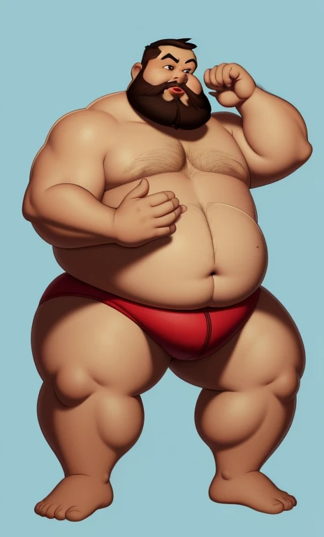 He is naked with no clothes, cartoon character of a bearded fat man extremely thick thighs bulging belly wearing a red swim trunks watch with different poses and poses, arte conceitual de desenho animado, design de personagens muito estilizado, design de personagens estilizados, design de personagens altamente detalhado, arte  em artstation, design de personagens, estilo de personagem Disney, arte conceitual, design de personagens animados, design de personagens de alta qualidade, character exploration, great character design, in the style of Disney animation, character illustration