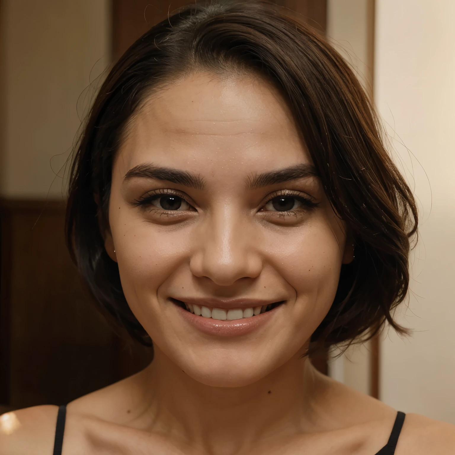 Mafioso sorrindo cabelos pretos e olhos azuis