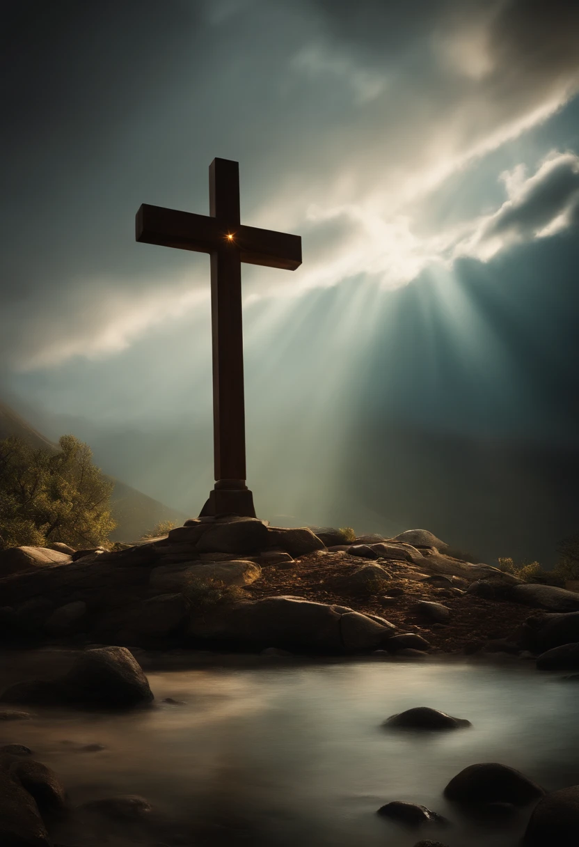 Create a cross like Jesus with a light behind it