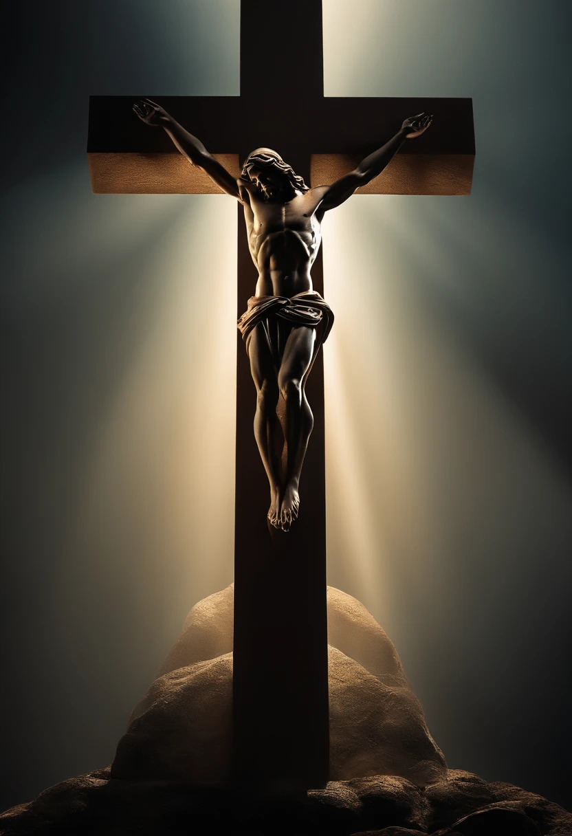 Create a cross like Jesus with a light behind it