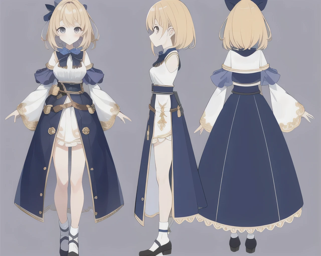 (Masterpiece, best quality), Chara-sheet,mais girl, (simple background),