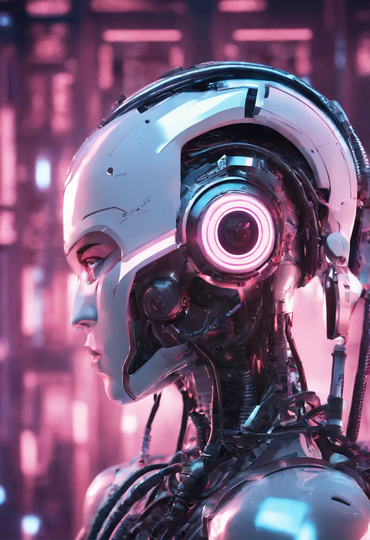 Un robot con auriculares de la mejor calidad.,4k,8K,high resolution,obra maestra:1.2,ultra detallado,realista:1.37 illustration,textura metalica,futuristic studio lighting, of high technology, mechanic, colores vibrantes ciberpunk, subtle neon glow, dramatic lighting