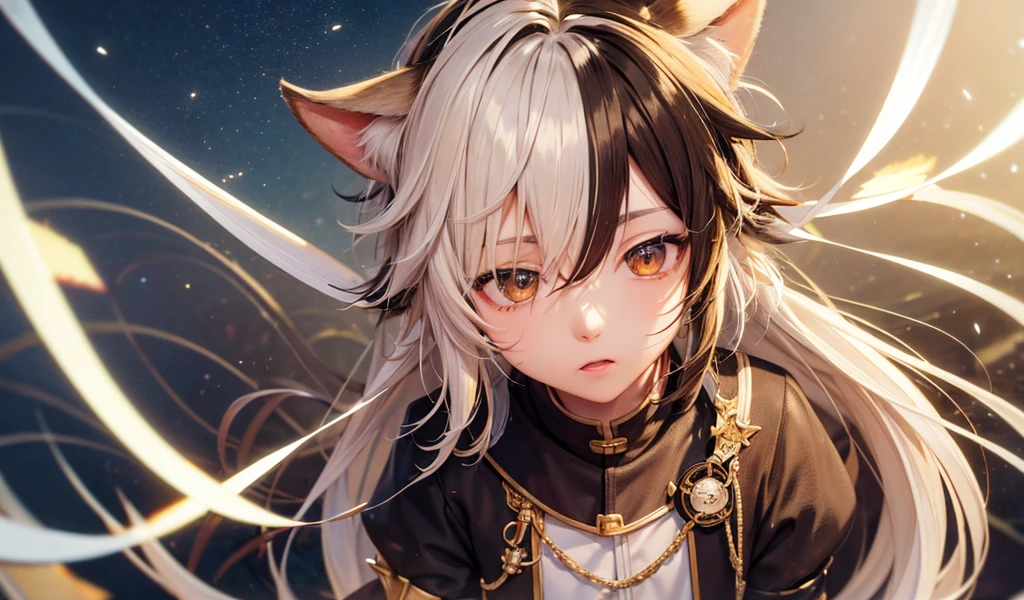 Mika (genshin impact),**********, 1boy, male focus, animal ears, solo, multicolored hair, brown hair, dog boy, white hair, tassel, dog ears, armor, upper body, streaked hair, bangs,NSFW,small
INFO
