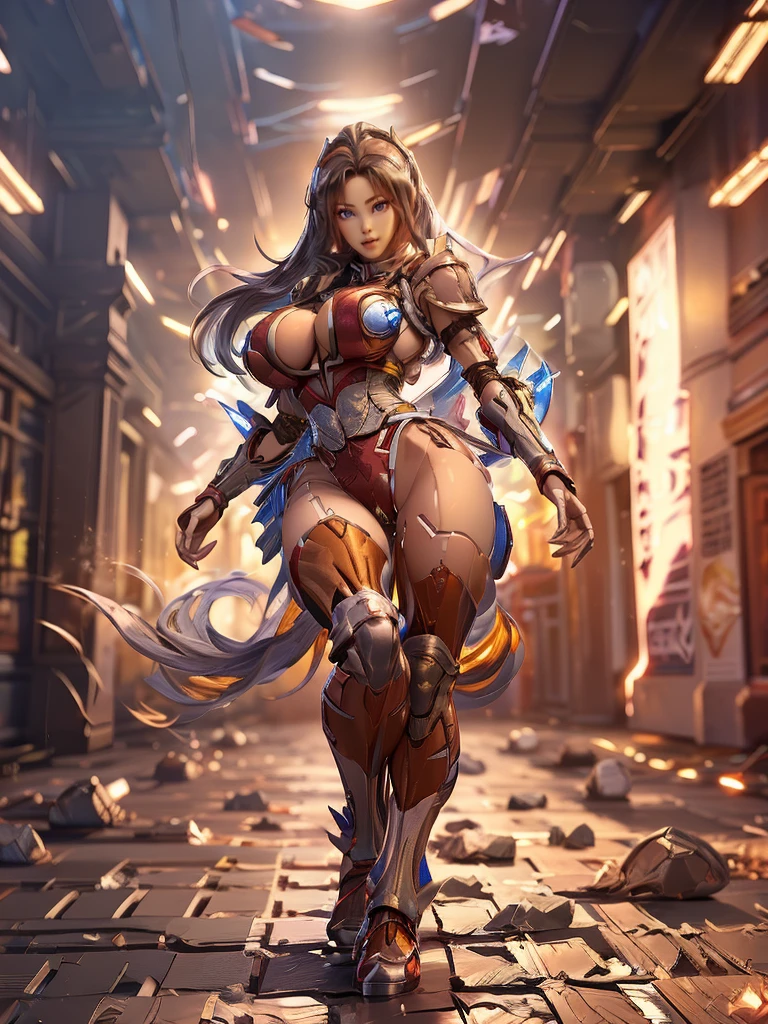 Tirano_Thailand, (1 garota, sozinho, Sozinho), (Rosto super detalhado), (elmo mecha de meia face:1), (Big buttocks, ENORME PEITO FALSO:1.3), (decote:1.5), (ABS MUSCULAR:1.3), (MECHA GUARD ARMS, DIAMOND CORE ON CHEST ARMOR:1.3), (MECHA FUTURISTA VERMELHO BRILHANTE BLINDADO, MECHA SKINTIGHT SUIT PANTS, PERNAS DE ARMADURA DE GUARDA MECHA, salto alto:1.5), (CORPO FEMININO MUSCULAR, pele brilhante, PERNAS COMPRIDAS E SEXY:1.1), (olhando para o espectador:1.3), (foco feminino:0.886), (WALKING DOWN THE CORRIDOR OF THE FUTURISTIC SPACE STATION:1), (BRANCO CLARO BRILHANTE_sala:1.3), HIPER TEXTURA, unreal engine rendering, physically based rendering, ULTRA HIGH DEFINITION, 16k, 1080P.