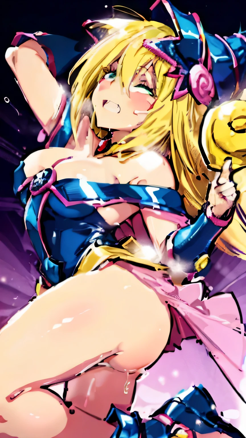 Black Magician Girl、super breasts、thick thighs、blonde hair、magic circle、8K, 4k, highest quality, High resolution: 1.2),winking、cute anime face、Pink blush on cheeks、noise removal、Leotard that bites into、have a cane、Hold your cane、Rear view、Turning around、full body portrait、T-back that digs into your butt、Glowing green eyes、Laughter,，[[Delicate fingers and hands：0.55]：：0.85]，（Finger details）， （Woman stretches her right hand：1.7），fingering，（juice：1.2）），（Sexual pleasure expression：1.4），（pained expression：1.2），close eyes，sexy look，look up,
cum on face
taking a cumshot on her face
