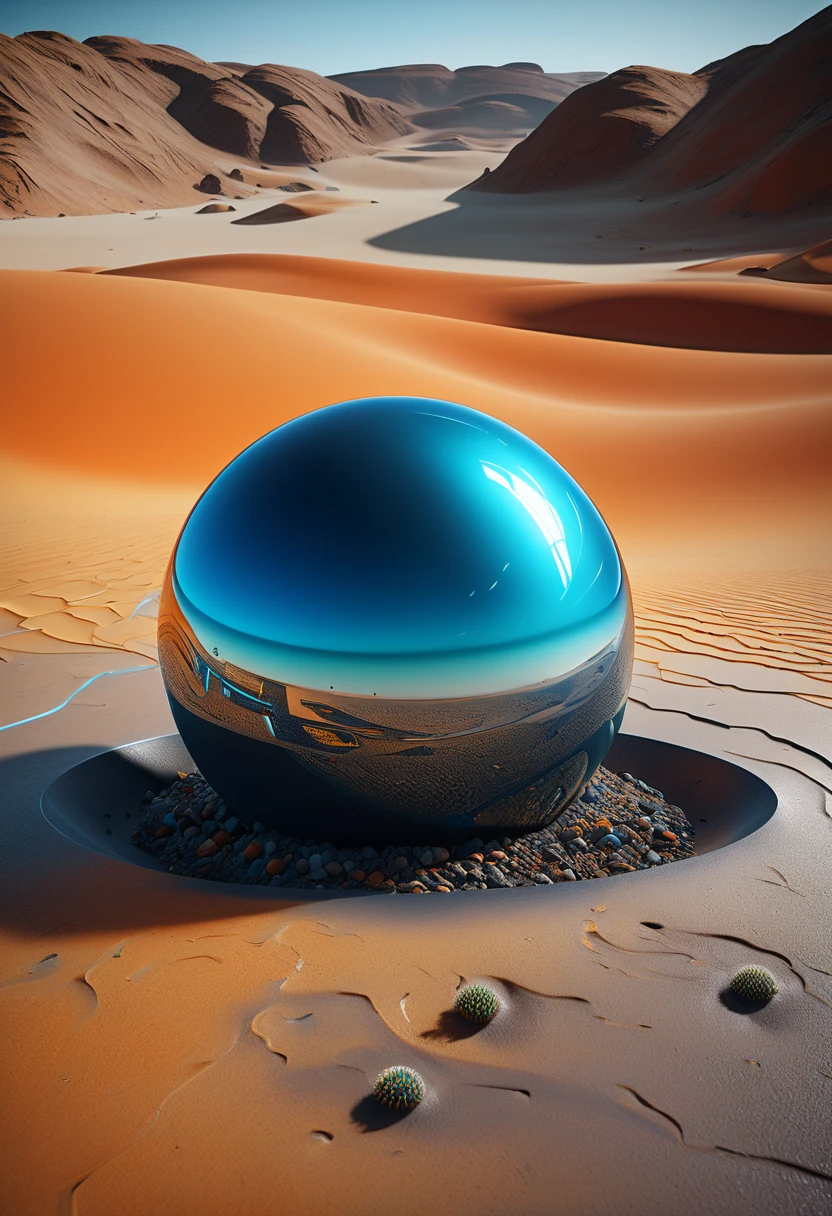 un engin extra terrestre, Calm , levitating near the ground, driven by an AI, en forme, attend, en prenant, des mesures, par ses capteurs, de l environment , of the desert, d une planète morte, sans vie, photorealistic realism, chef-d'photorealistic work, realism, realism, photorealistic realism, High contrast, photorealistic digital art trends in Artstation 8k HD detailed realistic, detailed, armature, best quality, super high resolution, (realism: 1.4),, high resolution, detailed, Photo brute, Pointu, par Lee Jeffries Nikon D850 film stock photographie 4 Kodak Portra 400 appareil photo F1.6 lentilles Couleurs riches Textures réalistes ultra-réalistes Éclairage spectaculaire UnrealEngine ArtStation CineStill 800 tendance,NSFW, Photo brute 8K, best quality