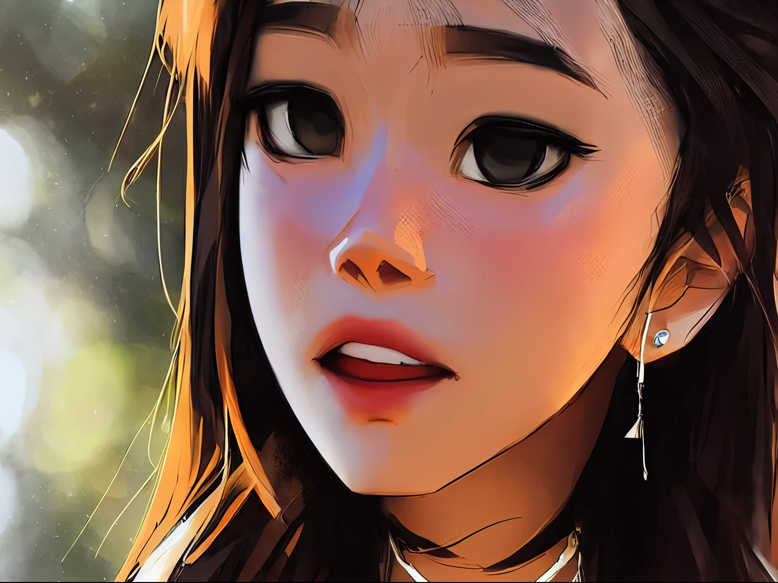 there is a woman with a piercing on her neck and a necklace, realistic artstyle, artwork in the style of guweiz, anime realism style, realistic anime artstyle, realistic anime art style, realistic art style, realism artstyle, realistic anime 3 d style,  girl portrait, photorealistic!!!!!!! art style, stunning anime face portrait, realistic cute girl painting, front view