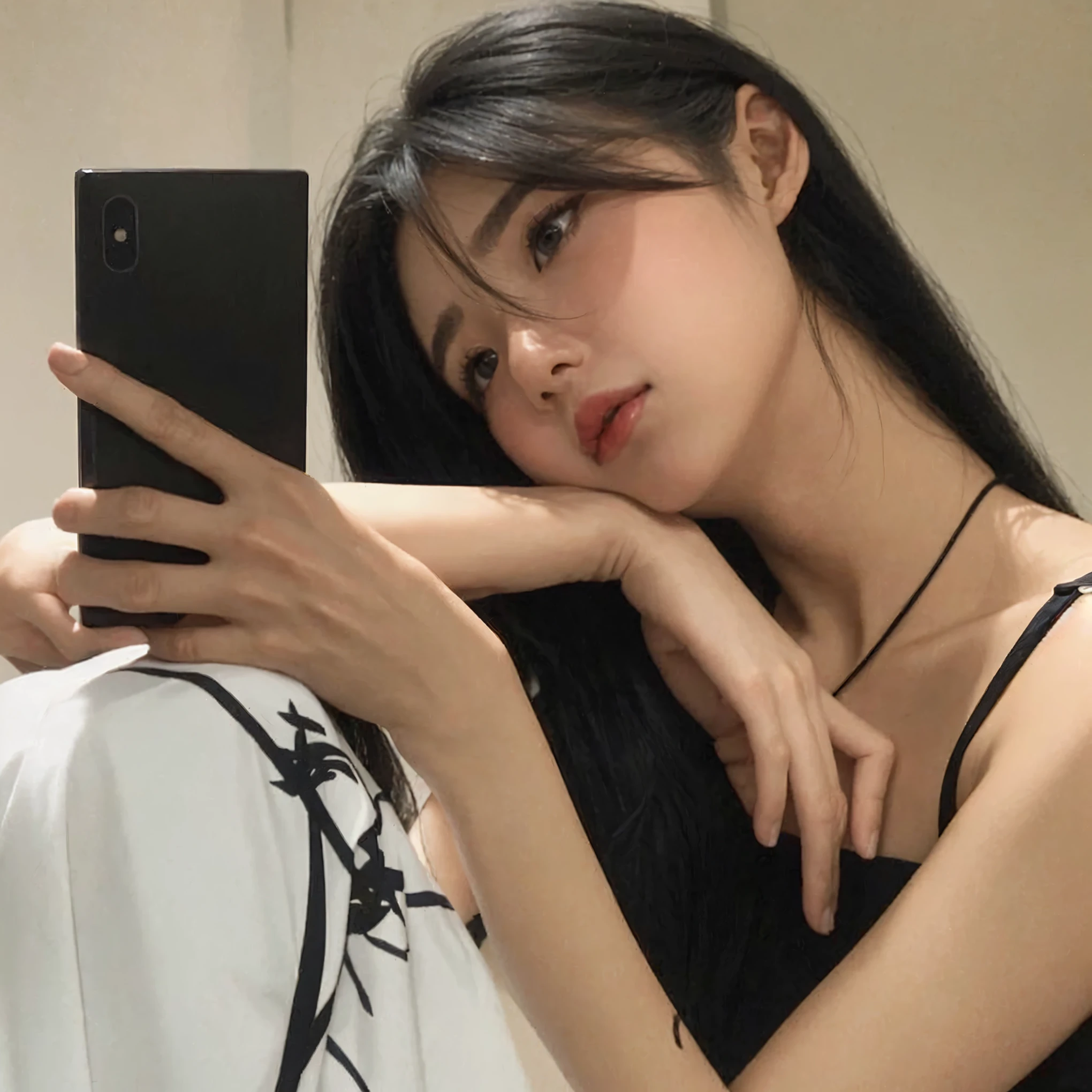 hay una mujer que se esta tomando una foto, ulzzang, muchacha coreana, modelo de instagram, hermosa mujer surcoreana, chen xintong, ella tiene el pelo negro con flequillo, 18 years, preciosa modelo china, Xision Wu, Chinese girl, hermosa joven coreana, wenfei ye, 🤤 girl portrait, Asian girl, beautiful Asian girl