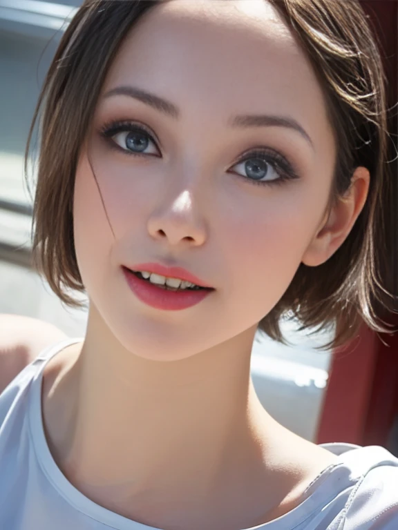 (best quality, 8k, highres, photorealistic:2.0), (solo, one girl:2.0),(photo taken using flash:1.9),(brighten the subject:1.8),(ultimate beautiful girl:2.0),(shiny skin),(oily skin),(blonde hair:1.7),(short hairstyle:1.5),(cool beauty:2.0),Blush brown makeup , dark eye makeup , use pink glossy lipstick,(big beady eyes girl:1.5),(droopy-eyes girl:1.5),(blue eyes:1.5),(thin girl:1.5),(baby face girl),(sex appeal),(sweet smelling girl),(she works for low wages:1.5),(kind-hearted woman:1.5),(she has a nice smile:1.3),(woman with a happy look:1.3),(she is very sociable),(from a very poor family:1.5),(virgin girl),(She is a secret pervert.),(she covertly lewd),(she looks so erotic),(Preserve virginity for devout Christians),chuuChloe,(A woman with very soft breasts),(woman fantasizing about sex:1.3),(allurement),(impressive eyes:1.5),(clean girl),(affability),(cute smile),(open mouth),(sneakers)