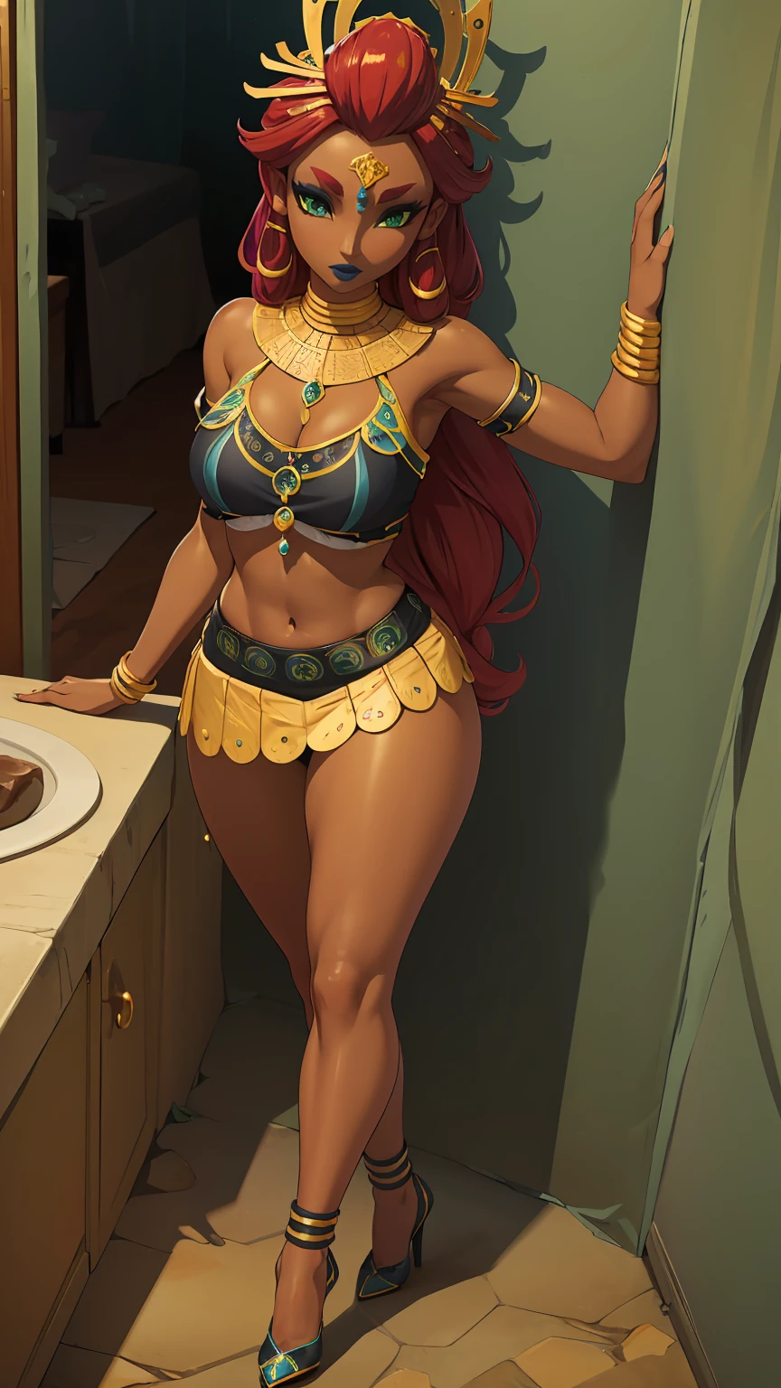 A sexy black woman braids big nipple athletic hair breasts open leg body showing hungry skin gamer ear gold chain around neck NSFW