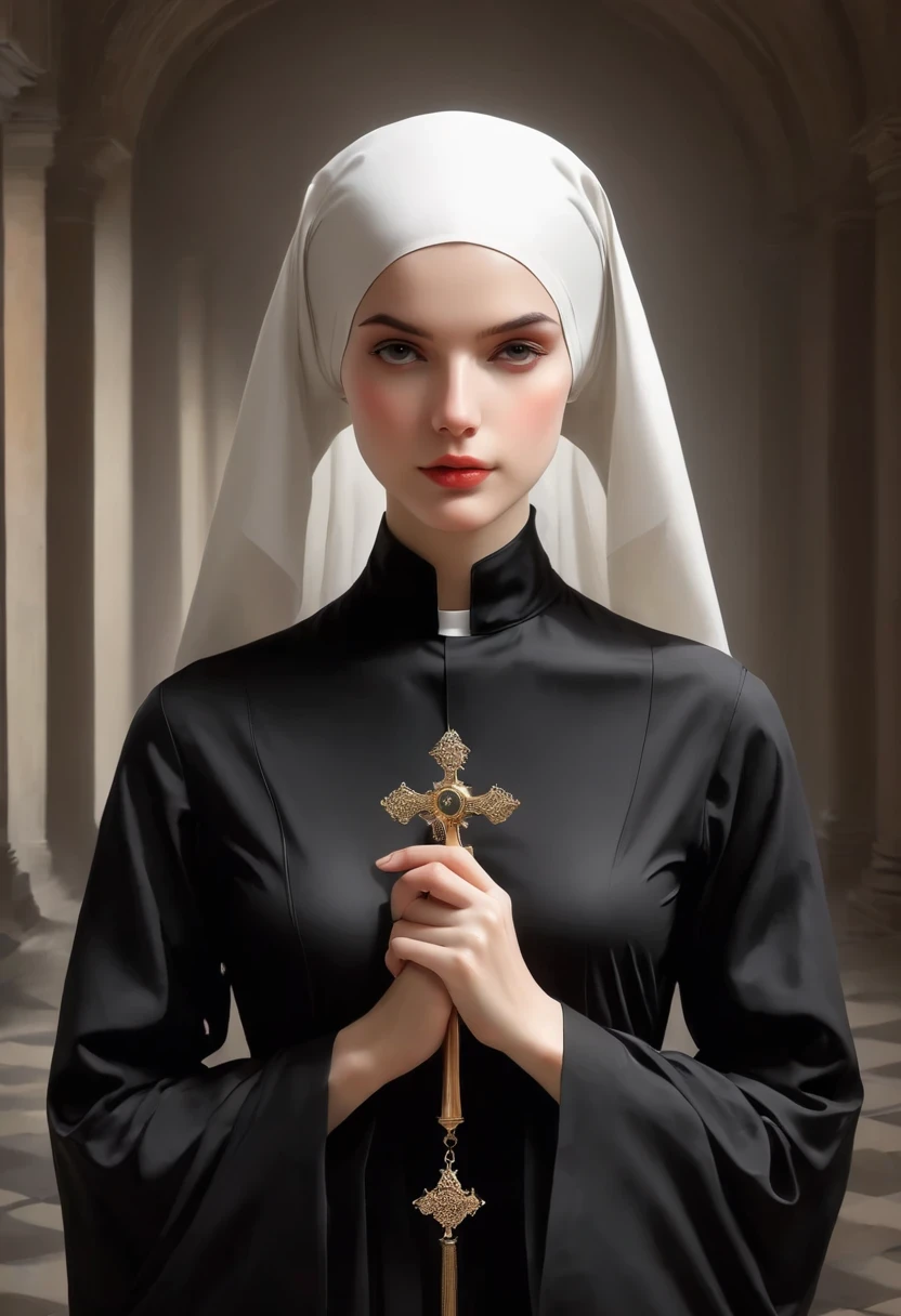 Bald,nun,monk,black robe