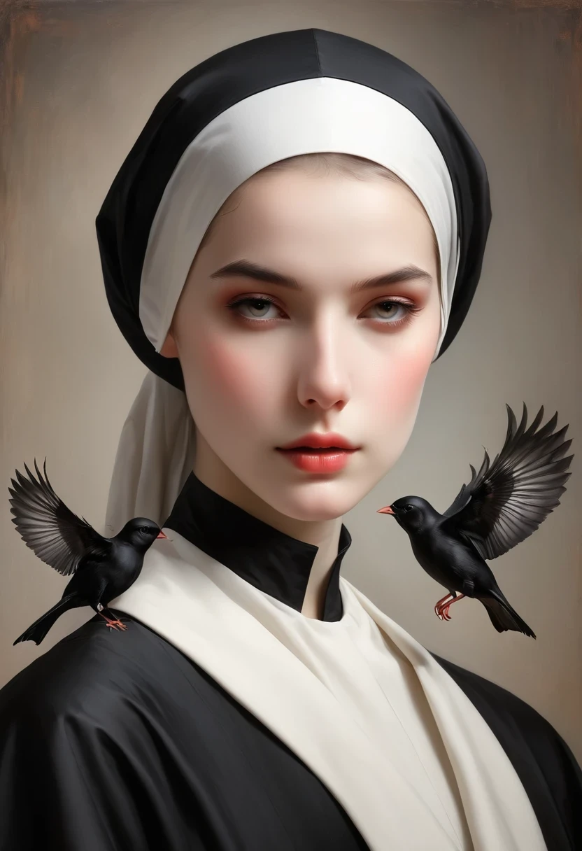 Bald,nun,monk,black robe