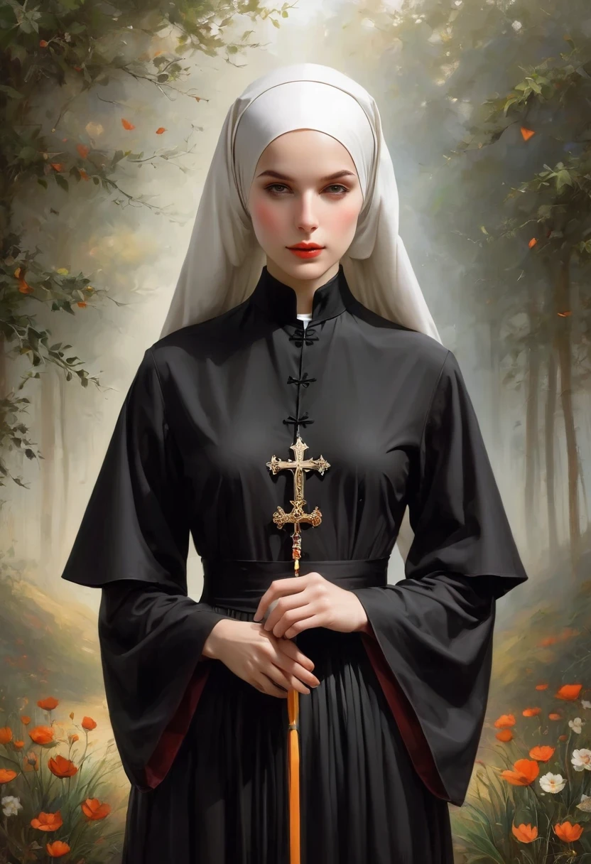 Bald,nun,monk,black robe