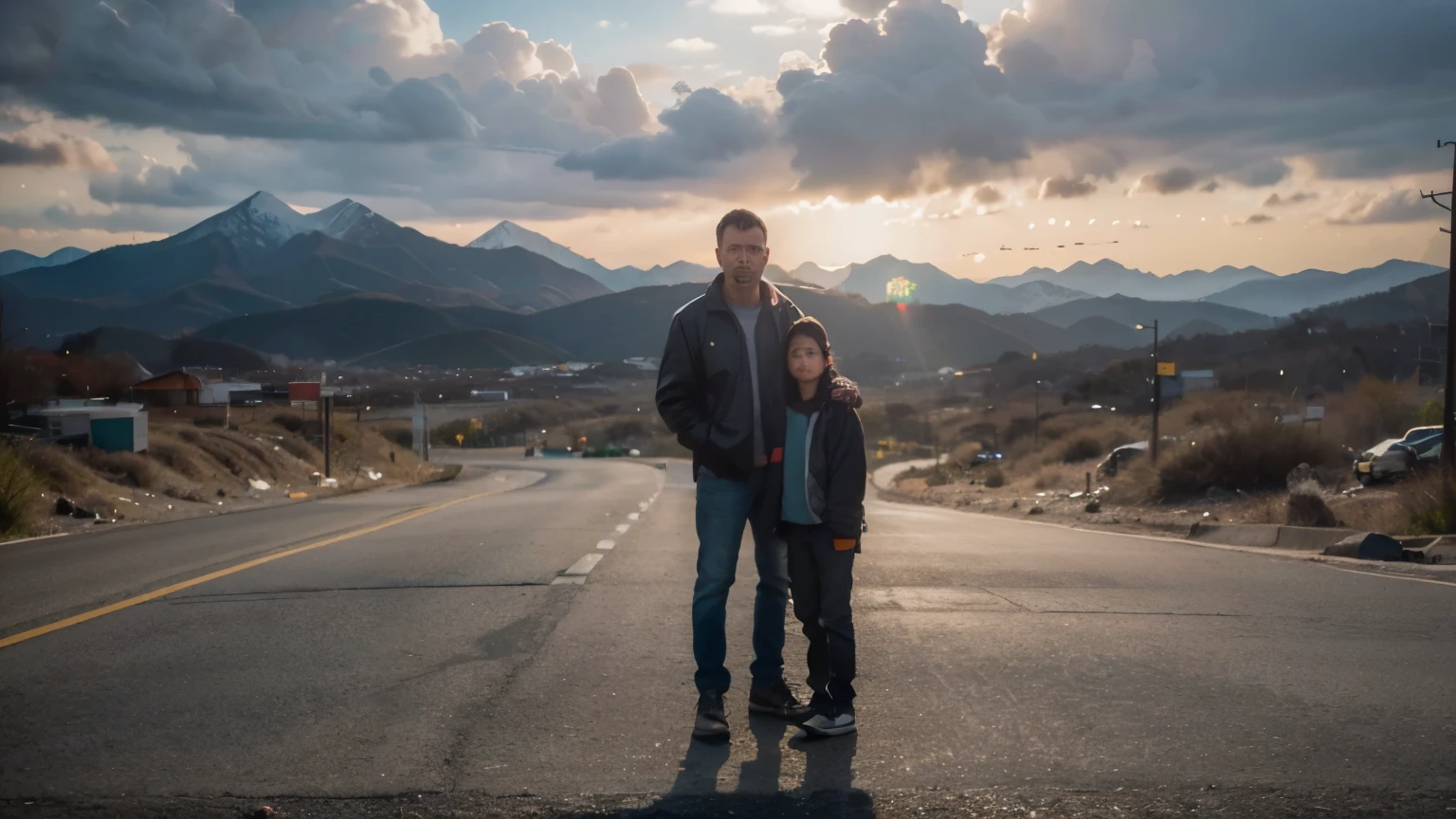 dad and 7 years old son,full body picture, (surrounded by big mountains of trash and pollution), air pollution, toxic waste, smole clouds, trash everywhere, fotorealista, hyperrealismo, Alto contraste, fotoRealista digital art trending 8k HD high definition detallado Realista, detallado, textura de cesped, hyper detallado, Mejor calidad, ultra high resolution, (fotoRealista:1.4),, high resolution, detallado, raw foto, by lee jeffries nikon d850 film stock fotograph 4 kodak portra 400 camera f1.6 lens rich colors hyper Realista lifelike texture dramatic lighting unrealengine tumblr aesthetic, (hd fotography), (((hiperrealismoo))), (((Realista)))