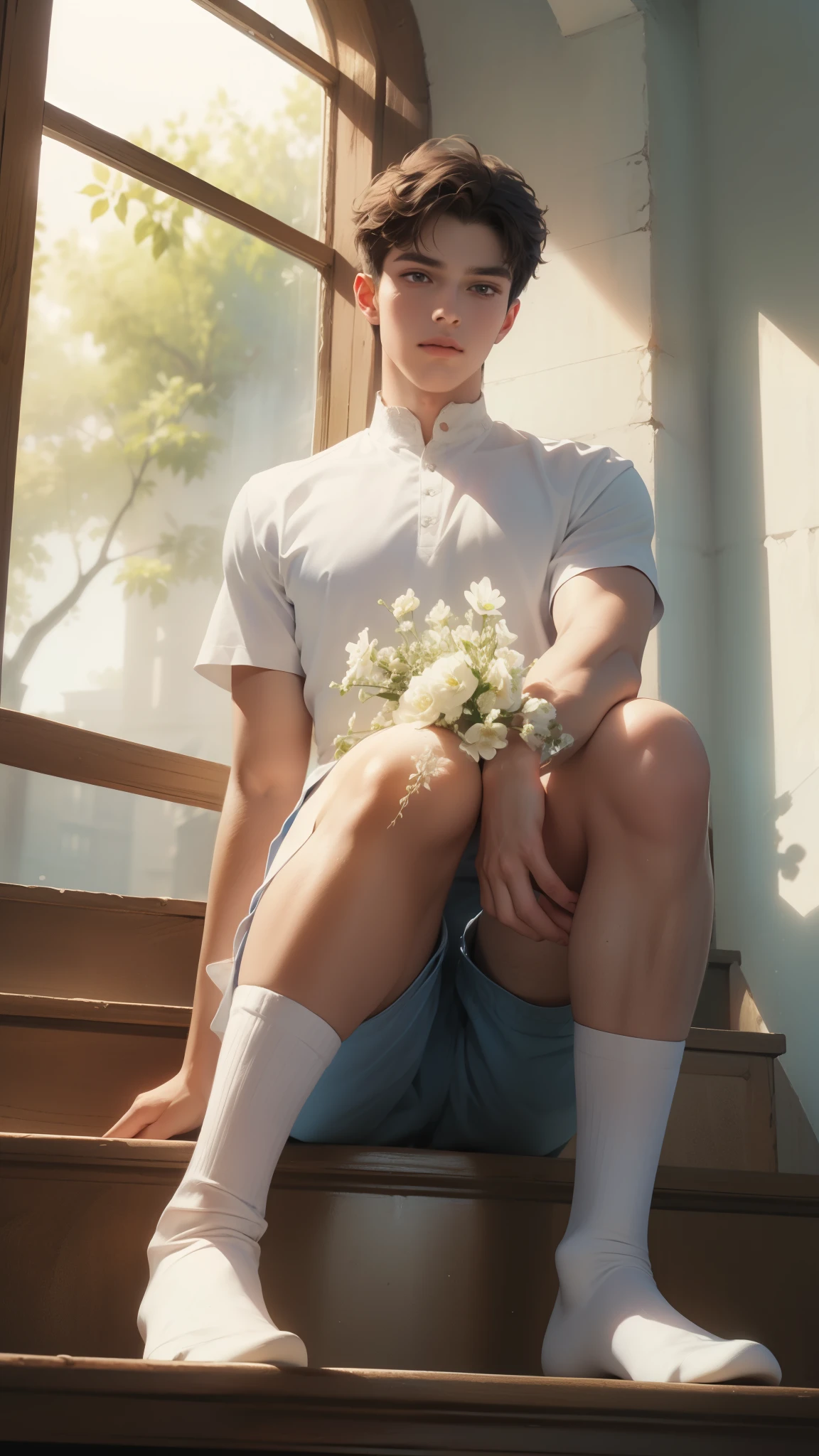 (masterpiece, top quality, best quality, official art, beautiful and aesthetic:1.2), boy, handsome, extreme detailed faces, (fractal art:1.3), colorful, highest detailed, (perfect face), shiny skin, HDR, cantarella, extremely detailed dress, detailed background
