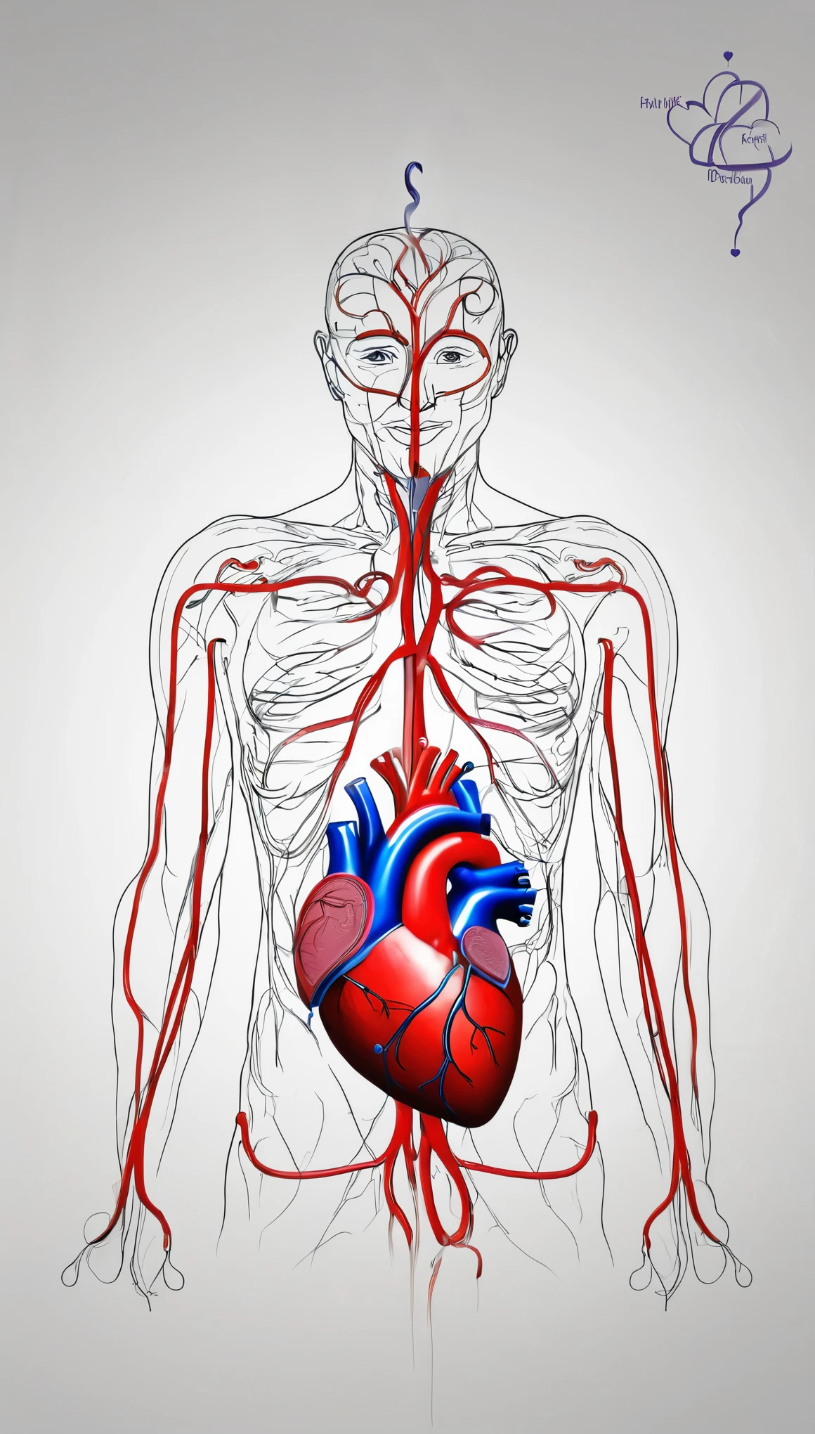 Draw a picture of cardiology with sign of doctor and real heart picture with heart rate like motivation 