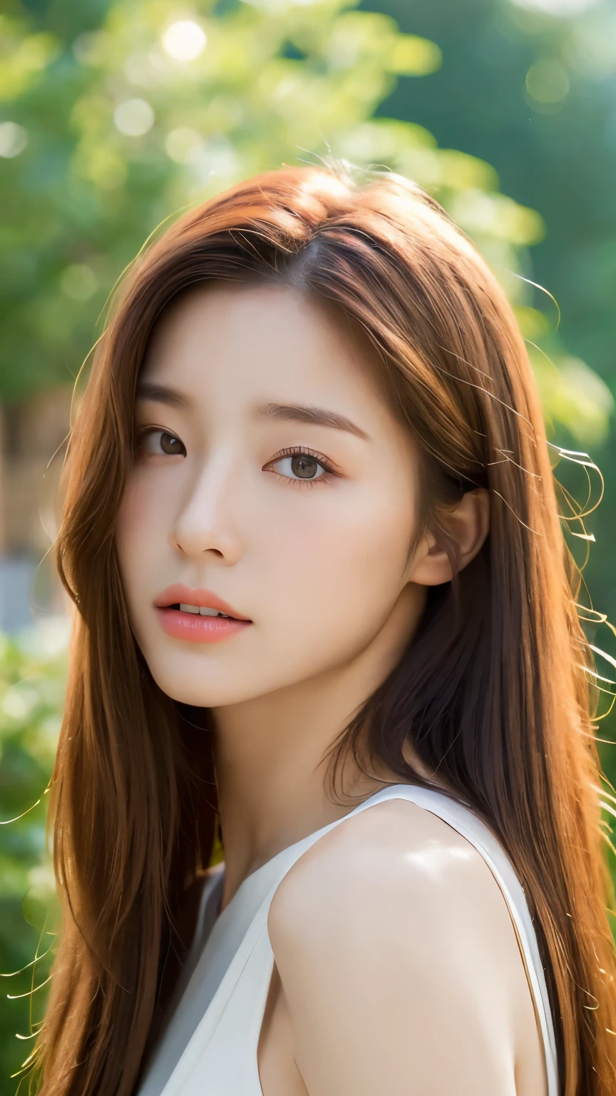 (Best quality, High resolution:1.3), Ultra-detailed, Realstic, High quality film grain, attractif, 1 girl with a perfect Korean body, Traits du visage et yeux super fins, cheveux longs