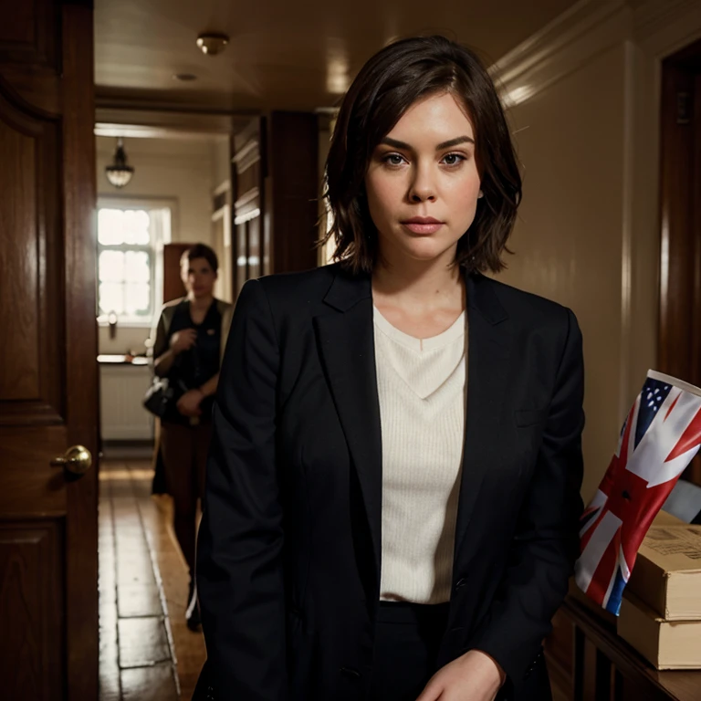 Lauren Cohan disguised as a British politician