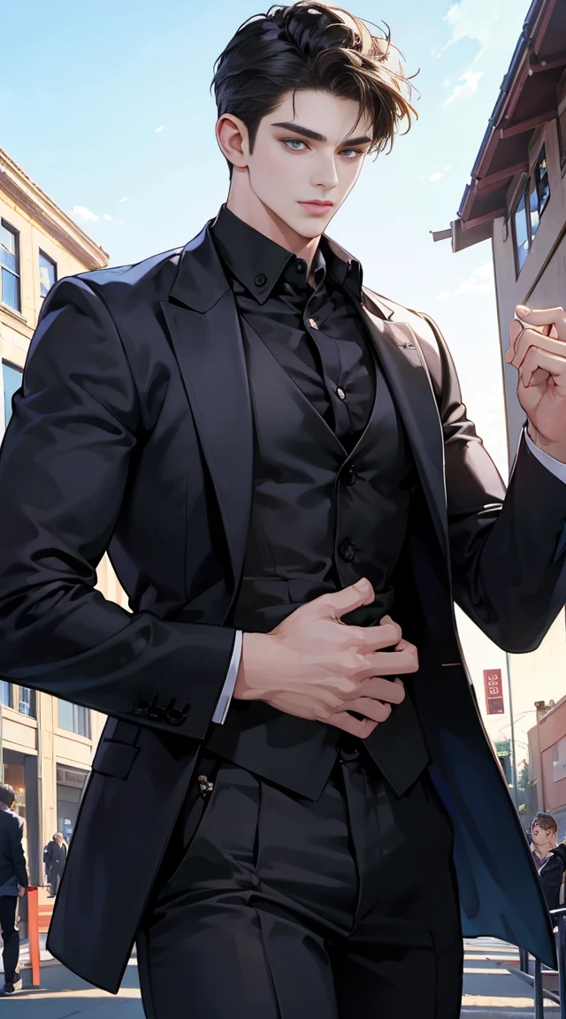 Masterpiece, Best Quality, 8k, Very Detailed, vector, top quality, 2 handsome 17 year old high school guys, , cool looking, with the school as background, boy's love, romance