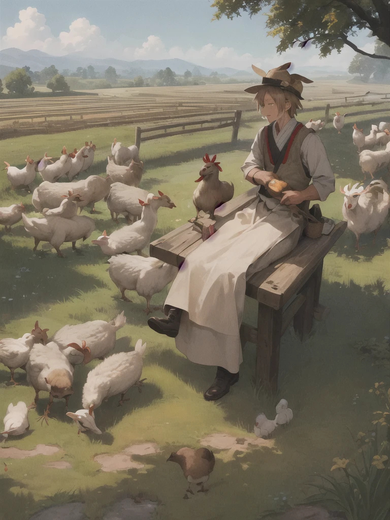 man, 欧洲middle Ages,farmer,in the forest,dim,Western dragon,farmer,livestock,animal,ox,sheep,dog,pig,Chicken and duck,farmland,village, Keep, outdoor, bird, arms, Sky, 云y Sky, animal, Keep arms, Western dragon, FOG, middle Ages,farmland,river,war