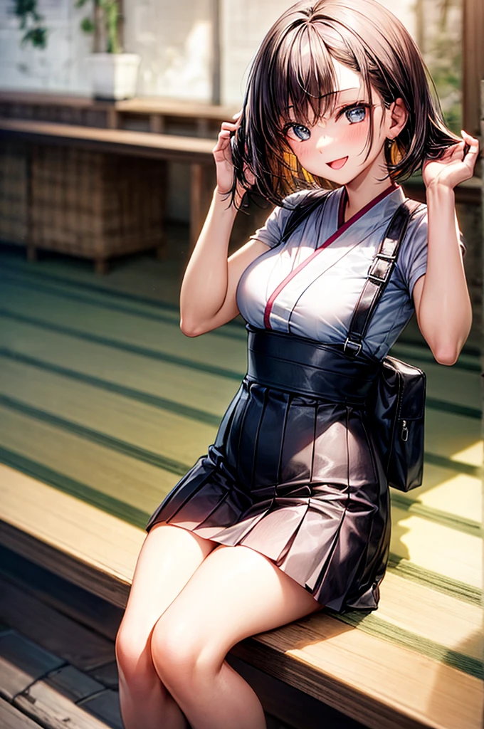 ((((highest quality)))), (((Ultra-precision CG 16K))), (((masterpiece))), (((Very detailed))), (((Extremely detailed))), (((Black outline:1.3, Written boundary depth:1.3 , Written soft outline))), Maximum clarity and sharpness,Multilayer Texture, Surface Shading, Cinematic lighting, Beautiful details sparkle ,Perfect Proportions, Limited to three woman, BREAK accurate, Anatomically correct, Highly detailed face and skin texture, drawn in detail, Highly detailed facial and skin texture, Detailed eyes, beautiful hair, Beautiful Japanese Idol face, Beautiful and beautiful eyes, Beautiful body, Beautiful breasts, Beautiful thighs, Beautiful legs, Beautiful fingers, (Beautiful views) , skinny body, ((Beautiful Skin)), ((Skin Texture)) BREAK breast enlarged, large Breasts, rocket breasts, (((perky breasts))), (((covered nipples))), slender waist, (smiling , narrow eyes, blush, determined expression, hot, sweaty , Heavy breathing,) BREAK (((wearing oversized character printed tank top, wearing Jersey in a casual way, wearing pleats mini-skirt, breasts is covered by outfit))) , wearing earrings, BREAK ( stick breast out),(((looking at viewer, super detailed background , cumulonimbus of summer sky, high school student standing quietly and put hands in the pocket at vivid green Vast grasslands , ((close-up)), from random angles ))),