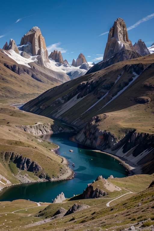 Andean condor flying in the Fitz Roy mountains Patagonia Argentina