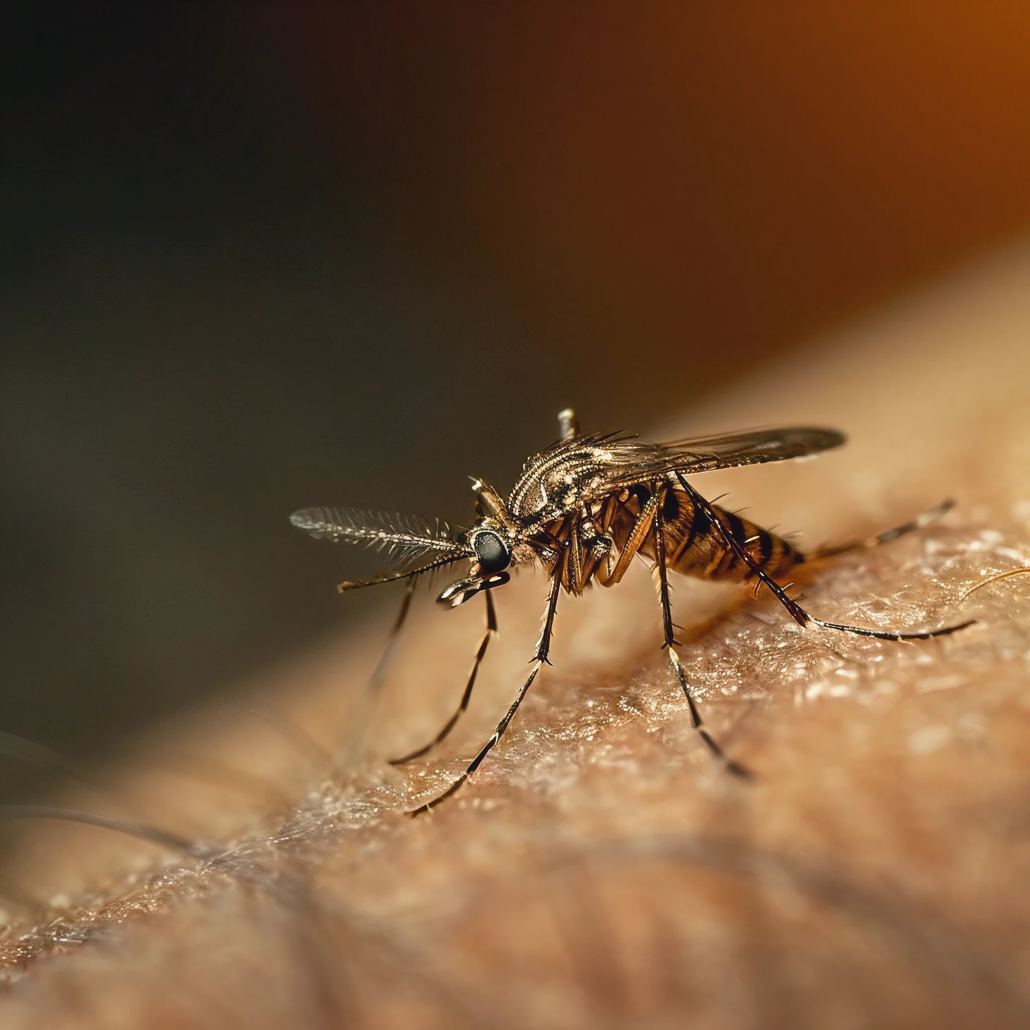 (best quality,4k,8k,highres,masterpiece:1.2),ultra-detailed,(realistic,photorealistic,photo-realistic:1.37), small mosquito on a persons arms