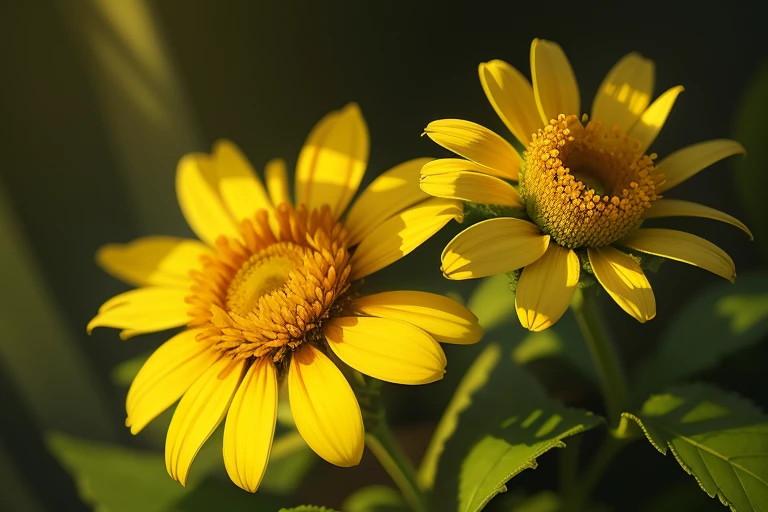 flower, chamomile, a plant, Medicinal herb, nature, photorealism, Photorealistic, Ultra HD, 4K, detailed textures, detailed colors, realistic shadows, detailed shadows, detailed textures, sunset,