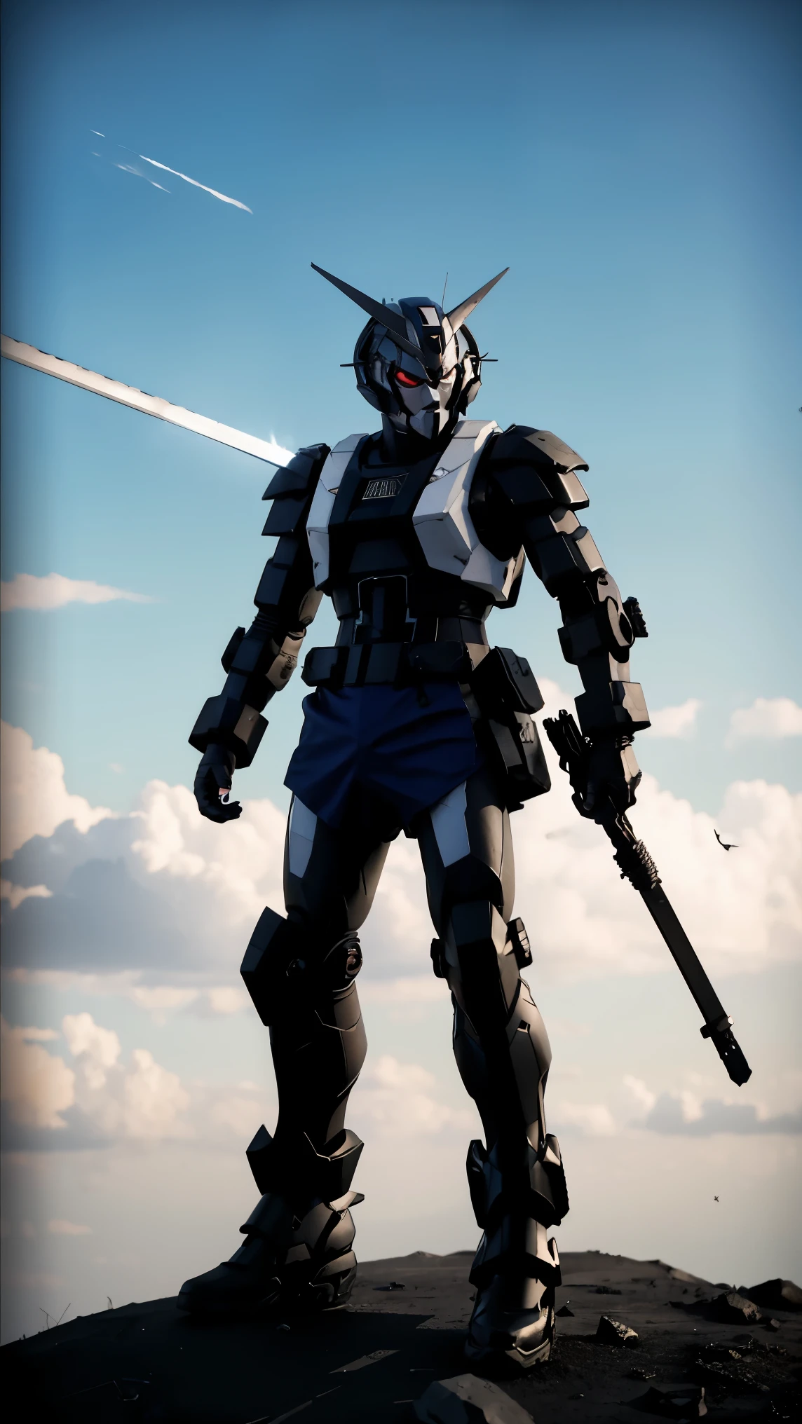 Hyperrealistic art BJ_Gundam,solo,holding,weapon,sword,holding_weapon,gun,no_humans,glowing,holding_sword,robot,holding_gun,mecha,glowing_eyes,flying,science_fiction,space,v-fin,energy_gun,mobile_suit,beam_rifle,
cinematic lighting,strong contrast,high level of detail,Best quality,masterpiece,White background,. Extremely high-resolution details,photographic,realism pushed to extreme,fine texture,incredibly lifelike,. Extremely high-resolution details, photographic, realism pushed to extreme, fine texture, incredibly lifelike