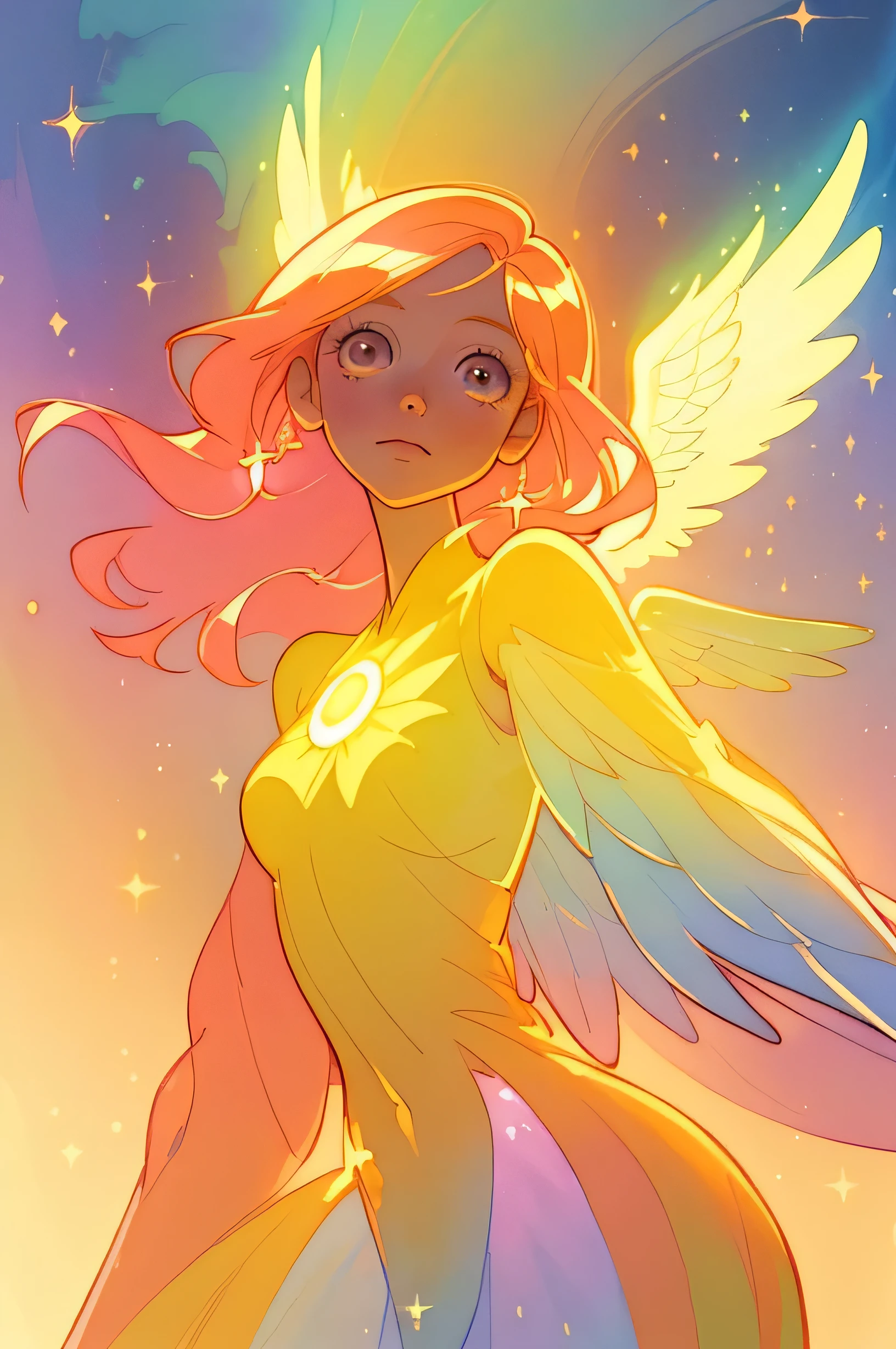 Create a highly detailed and symbolic image that captures a scene of transformation and connection between two characters.
Icarus: She is a young woman with short, sky-blue hair. She is at the center of the scene, with an expression of concentration and vulnerability. She wears modern teenage clothes, which may include a simple t-shirt and jeans, in soft colors that highlight her youth. The light should focus on her, creating an aura of ethereal and brilliant energy emanating from her body. La sangre de Icarus fluye en un patrón surrealista y brillante, in metallic and luminescent shades.
Ery Talassa: Está emergiendo de la sangre de Icarus. She is a red-haired girl with messy hair, reflecting a bad temper. in the process of materialization, Ery is naked, with a posture that shows her strong and defiant character. Her skin should be a warm tone, en contraste con la frialdad de Icarus.
Environment and Atmosphere: The scene should be surrounded by a mystical and emotional atmosphere, con detalles que reflejen el contraste entre la energía etérea de Icarus y la intensidad de Ery. The lighting should highlight the connection between them, with visual effects that denote the magical and transformative process.
Colors and Details: Usa una paleta de colores fríos para Icarus (blue, greens and silvers) and warm colors for Ery (red, oranges and golds). Asegúrate de que la sangre de Icarus tenga un brillo surrealista, as if she were a luminous liquid. The details on Ery's skin should be clear and realistic to show her character and temperament.