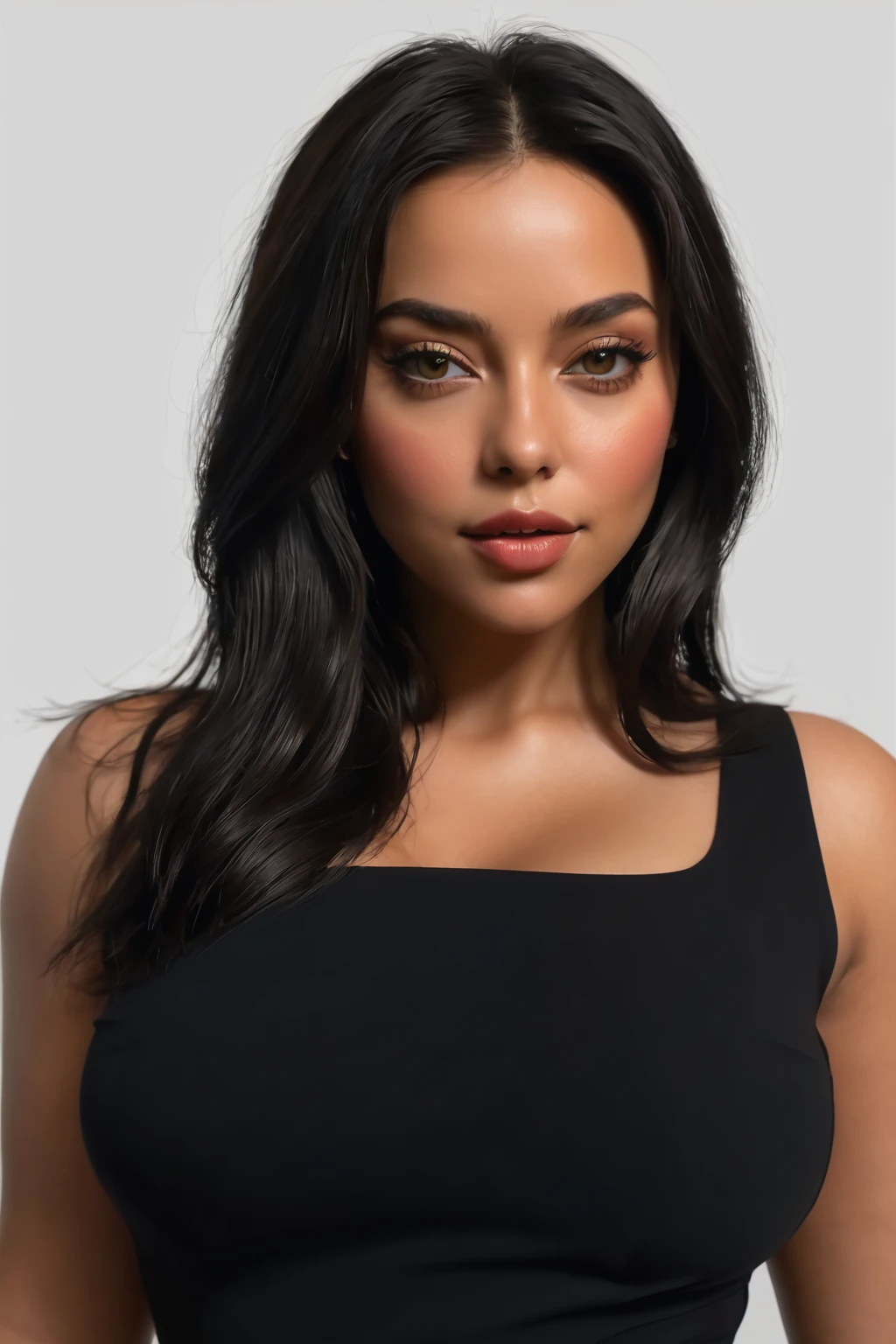 (best quality, Ultra-detailed, Realistic:1.37),Portrait,Femme Voluptueuse,fleur,tight dress, random dress color, Passionate gaze,grosses fesses,Couleurs vives,soft lighting, debout, full body view, extreme grand, longues jambes, very grand, grand, peau noire