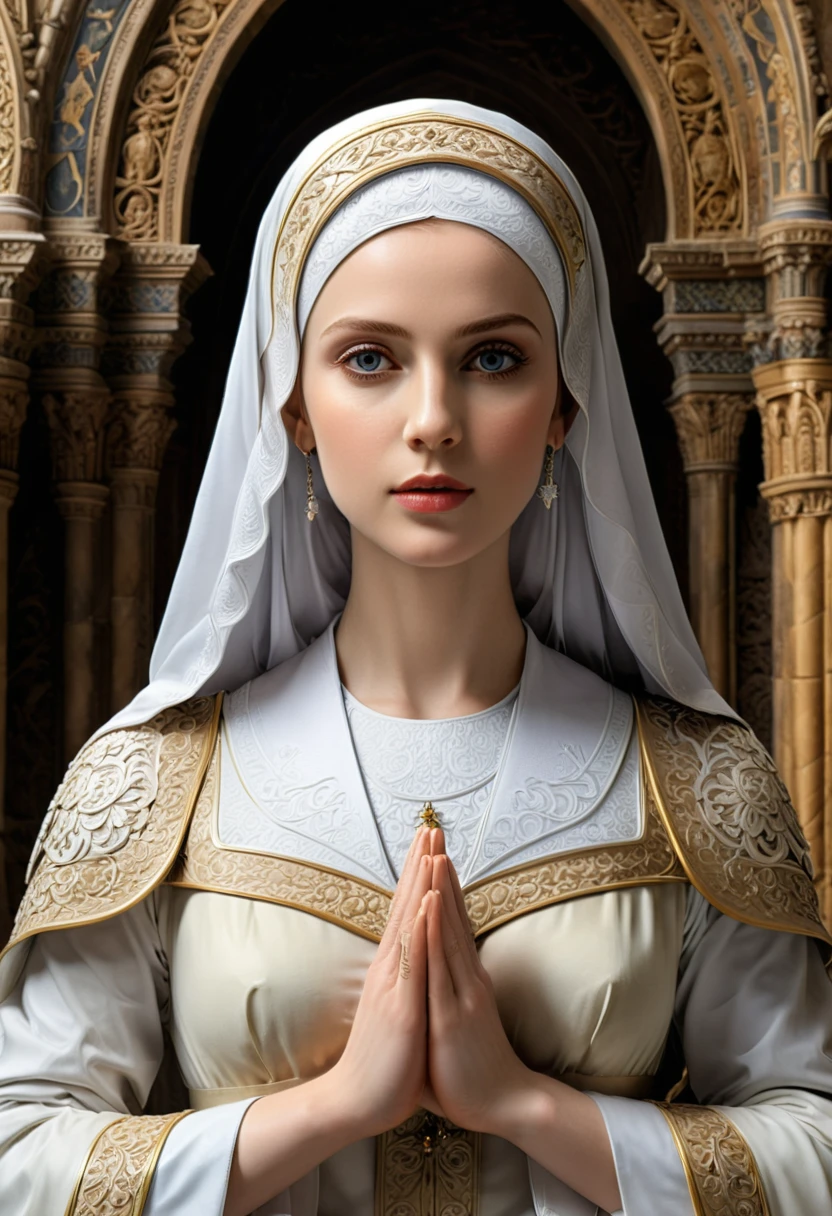 Nun, abbey, (masterpiece, best quality, Professional, perfect composition, very aesthetic, absurdres, ultra-detailed, intricate details:1.3)