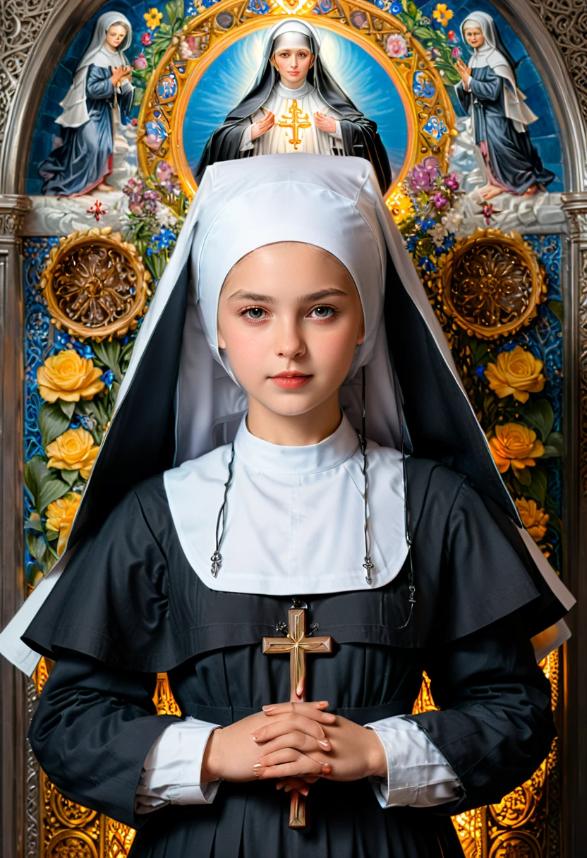 young Nun, convent, (masterpiece, best quality, Professional, perfect composition, very aesthetic, absurdres, ultra-detailed, intricate details:1.3)