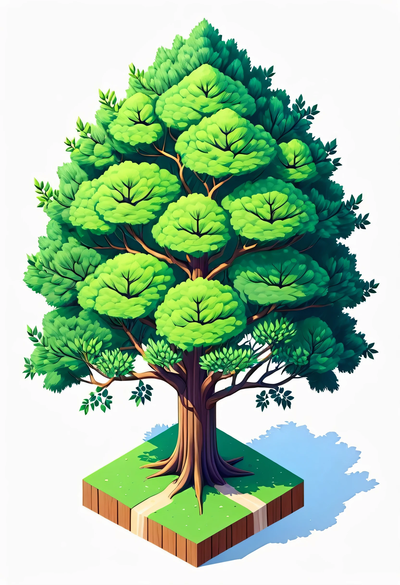 Isometric tree hand drawn