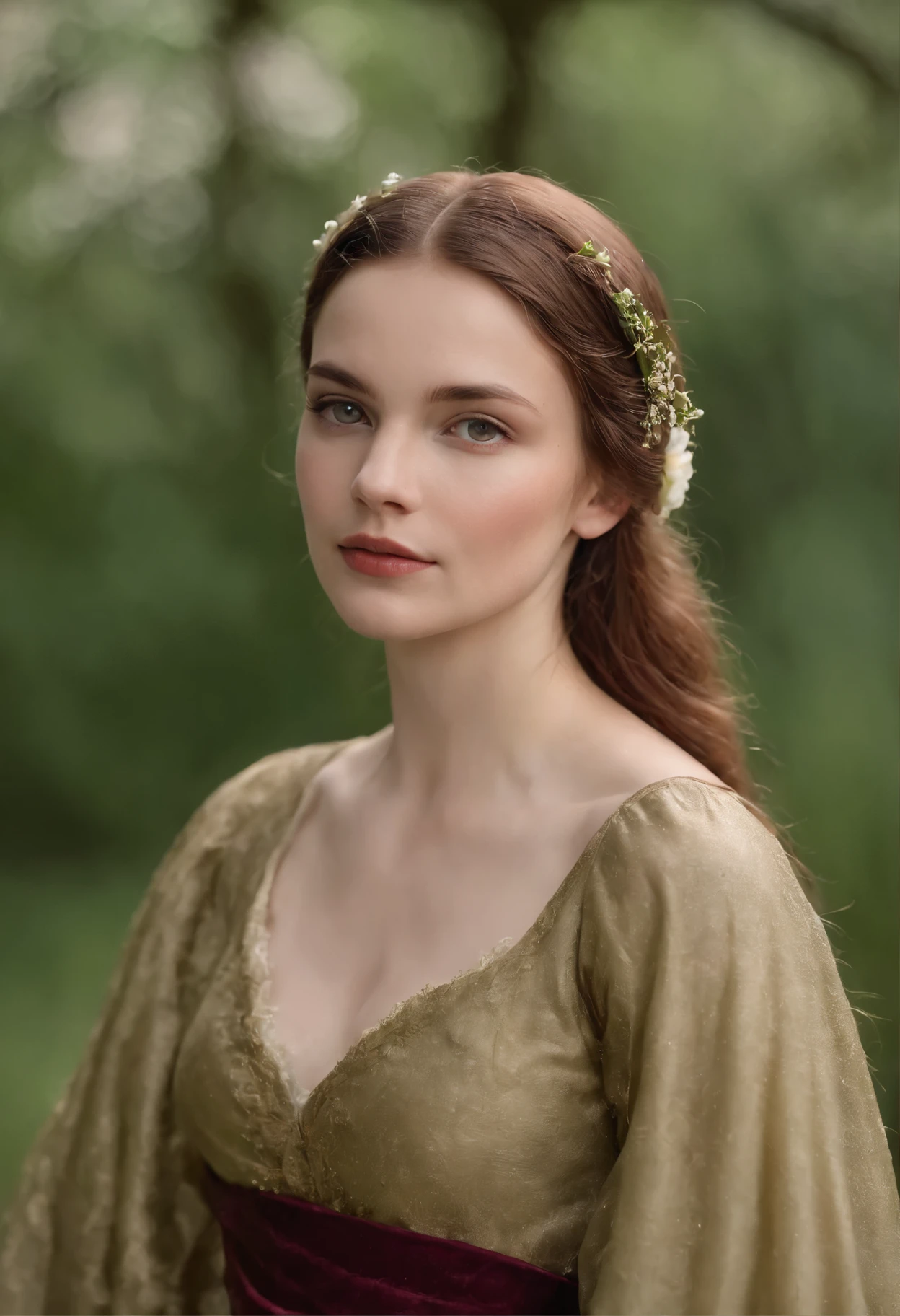 (((uma ferida profunda e avermelhada cruza sua bochecha esquerda))) pele clara, mulher com cerca de 19 anos, cabelos brancos naturais, olhos verdes distintos, usando kohl, esguio e gracioso, lindo, by candlelight in a medieval setting, ultra sharp focus, foto realista, roupas femininas medievais, tetradic colors (cicatriz:1.4)