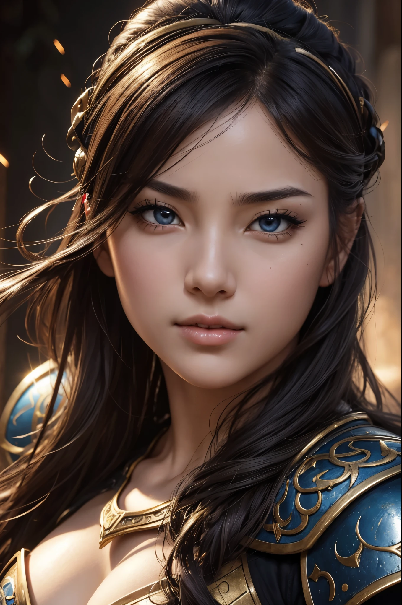 8K,Female warrior on the battlefield,Samurai Armor,Super beautiful(like the real thing),perfect face,Perfect hand shape,Charm,Volume measurement,Body balance,ultra high resolution,super realistic skin,Digital single-lens reflex camera, soft lighting, high quality, highly detailed face, highly detailed eyes, highly detailed skin, skin, Scattered beneath the surface, highly detailed face, highly detailed eyes, beautiful expression, lip whole, detailed background, Depth of the bounds written, small breasts、volume lighting, sharp focus, absurd, realistic proportions, excellent anatomy, (realistic, 超realistic:1.4), 16K HDR, dawn,small breastsA 高解像度,super realistic skin,super beautiful expression,fantasy art,character art,dynamic pose,