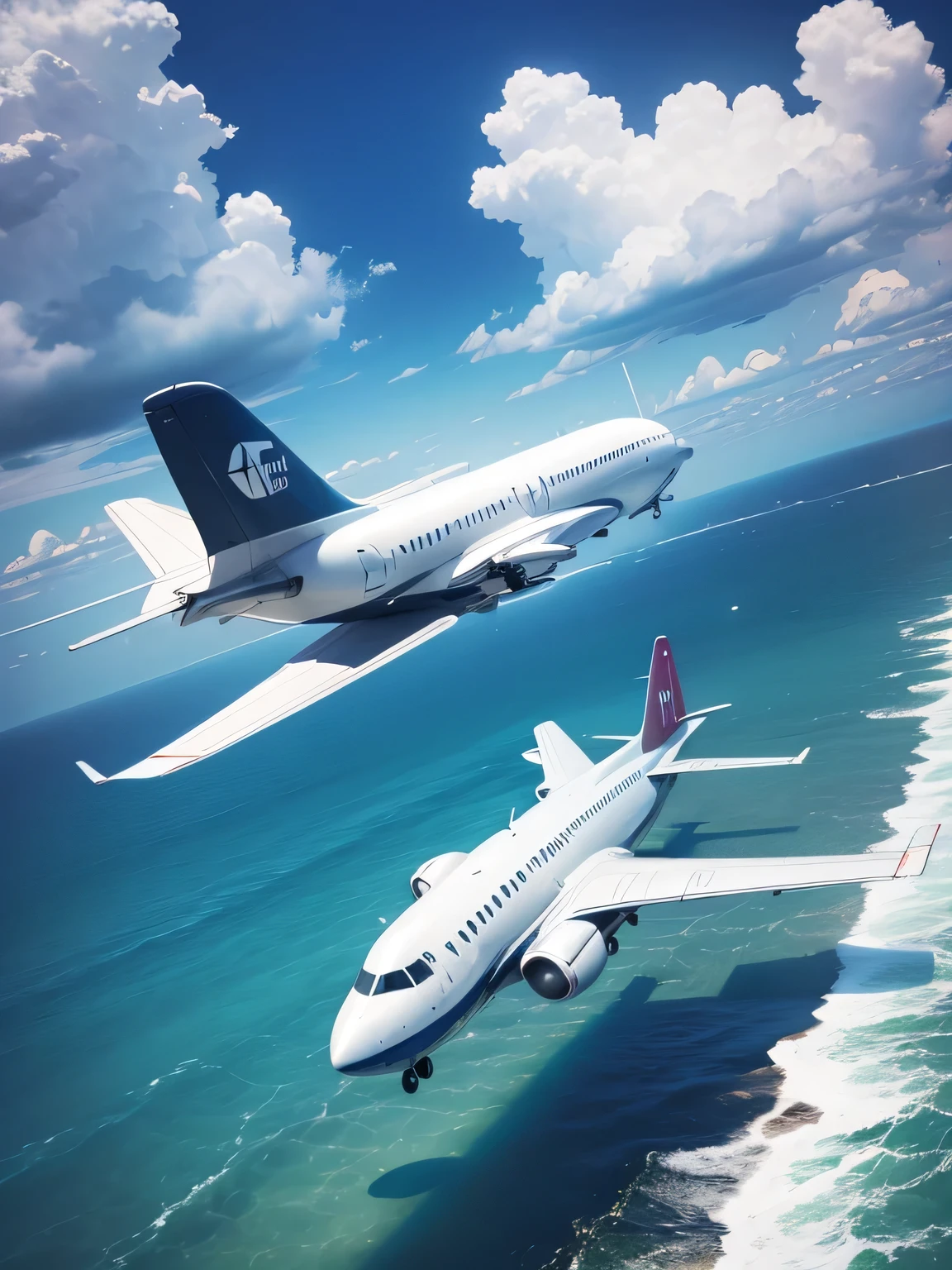 plane, airplane, plane in sky, plane made of water, water plane