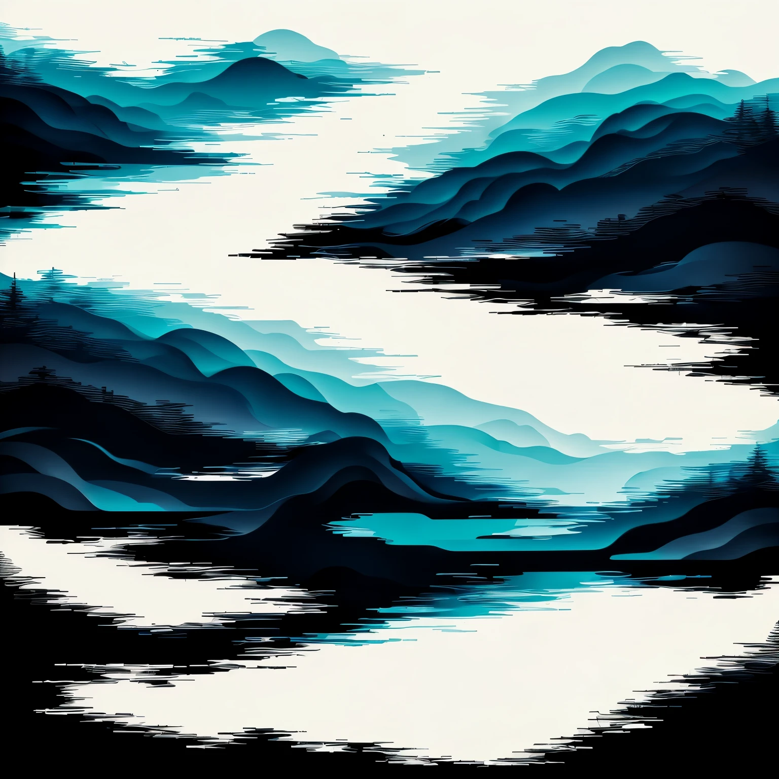 Progressive metal, album cover, level, abstract art, shades of dark blue and black