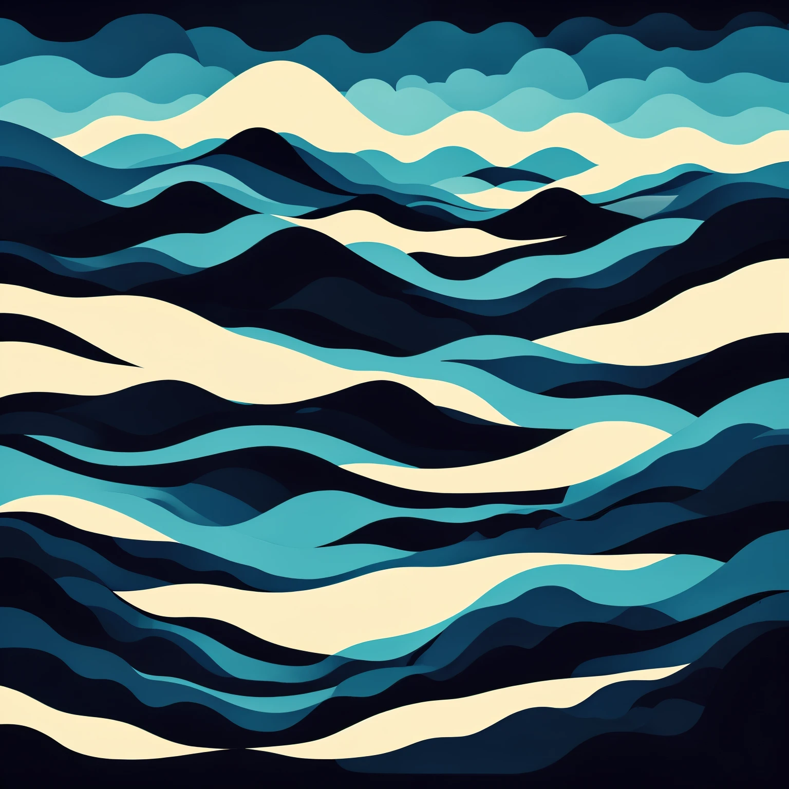 Progressive metal, album cover, level, abstract art, shades of dark blue and black, horizon