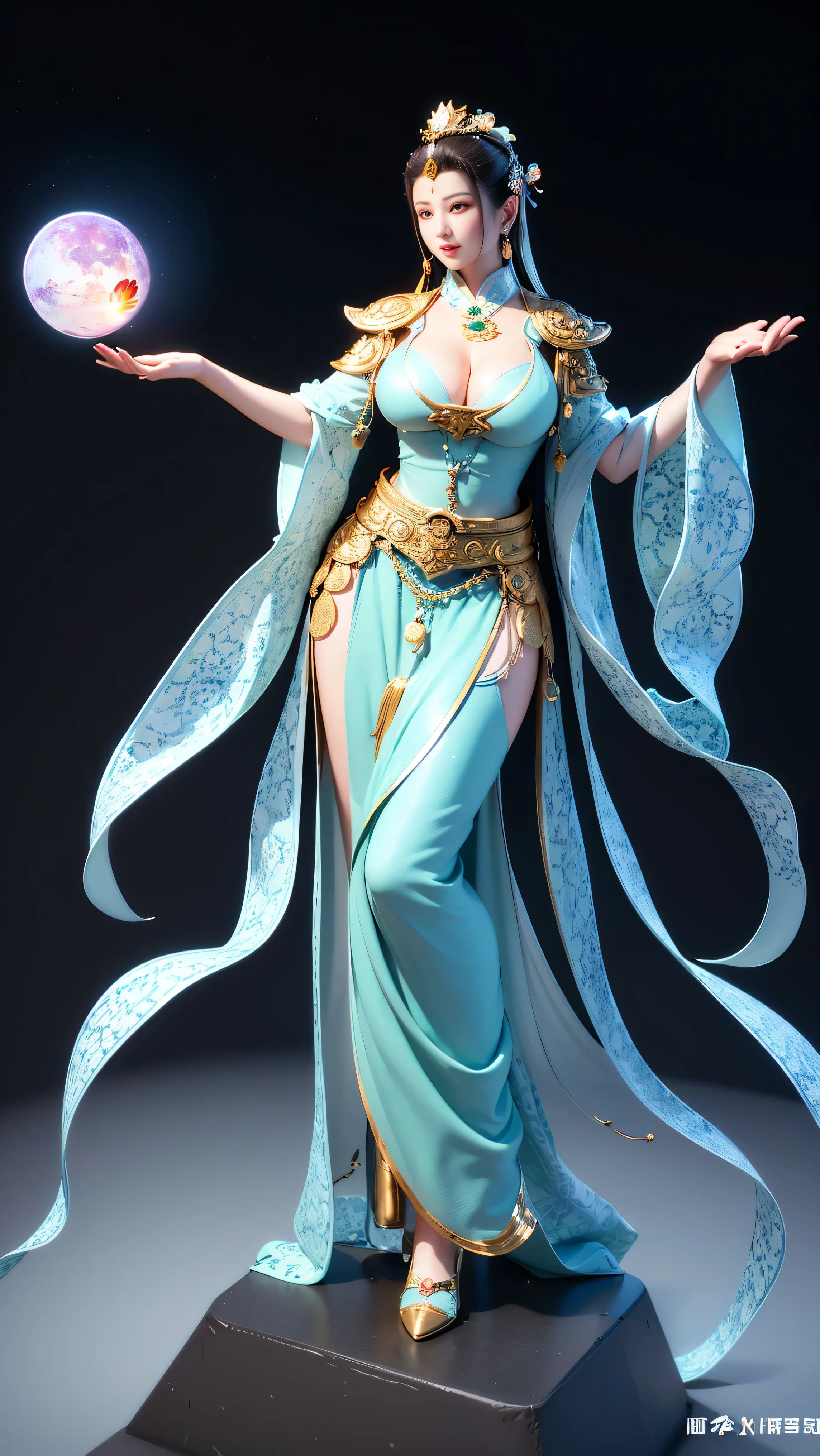 ((Best quality)), ((Masterpiece)), (Details:1.4), 3d, (((Beautiful Guan Yin has perfect big breasts and naked))), HDR ( High dynamic range), ray tracing, NVIDIA RTX, ultra-resolution, realistic details, subsurface scattering, PBR texturing, post-processing, anisotropic filtering A, maximum depth of field, sharpness and contrast, multi-layered textures, albedo and special maps, texture shading, accurate simulation of light-material interaction, perfect proportions, High-quality rendering, two-tone lighting, wide aperture, low ISO, white balance, rule of thirds, 8K RAW files,