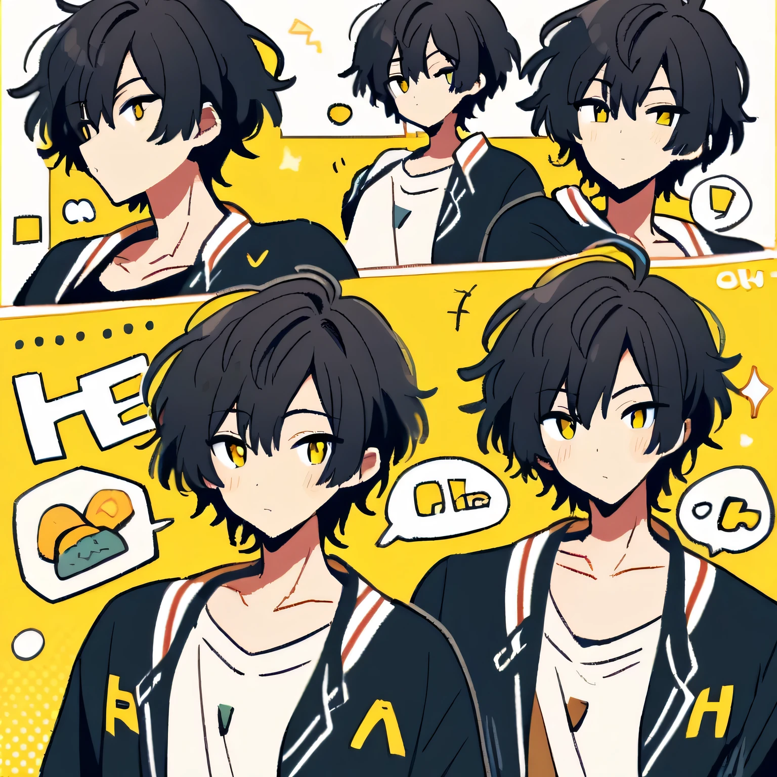 A handsome guy with black hair and yellow eyes , he is so sexy, his name is ren