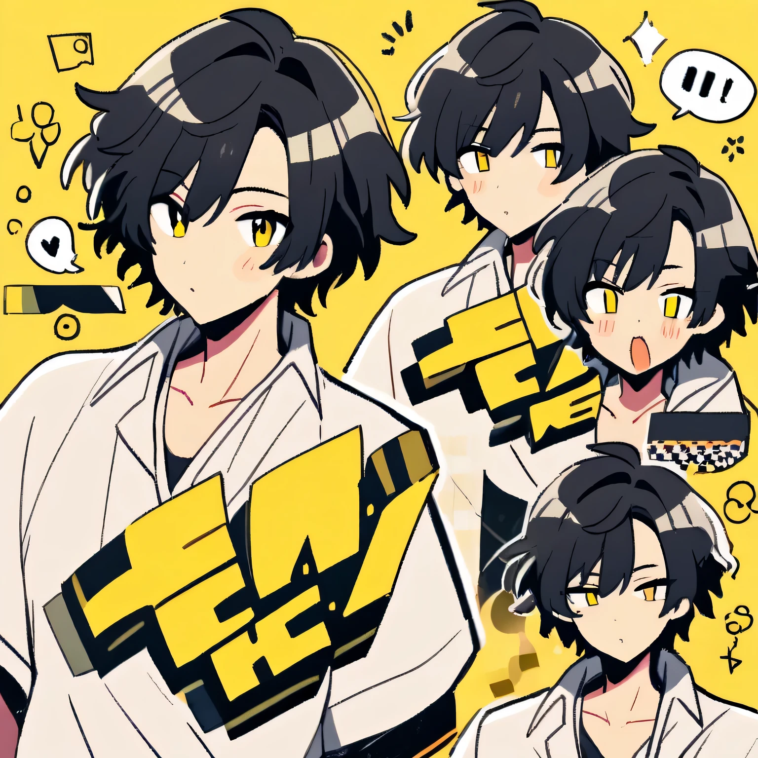 A handsome guy with black hair and yellow eyes , he is so sexy, he say "hi im ren"